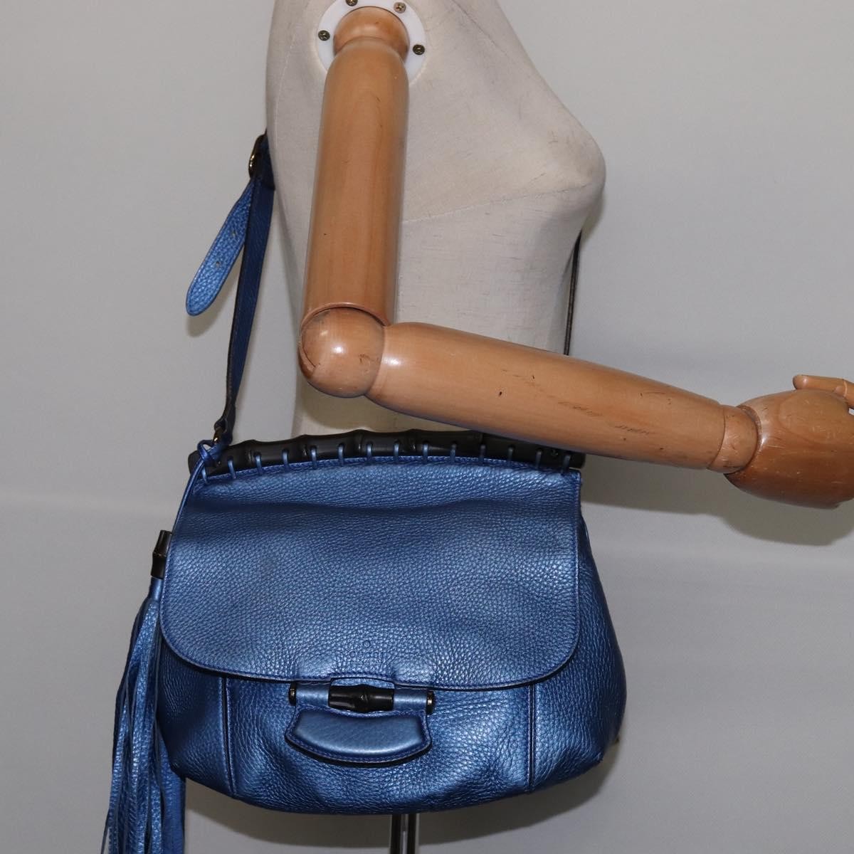 Gucci Nouveau Fringe Leather Blue Leather Shoulder Bag Bag (Pre-Owned)