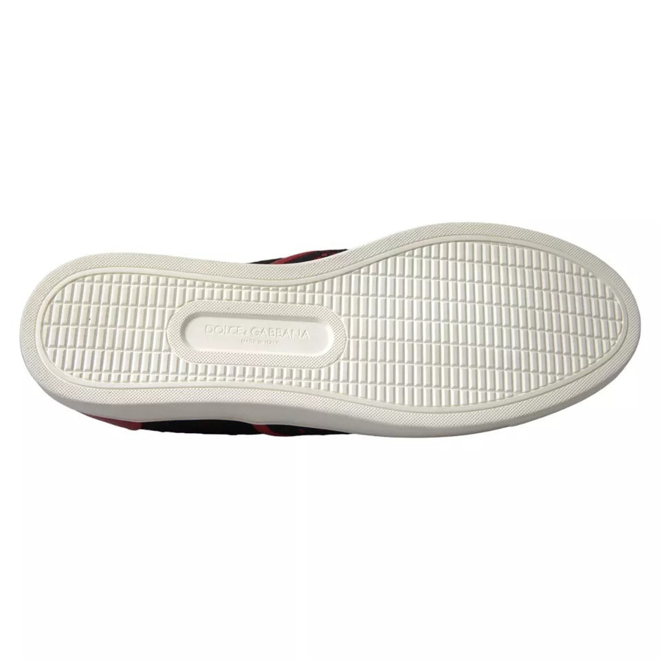 Dolce & Gabbana Black Red Lace Slip On Low Top Sneakers Women's Shoes (Pre-Owned)