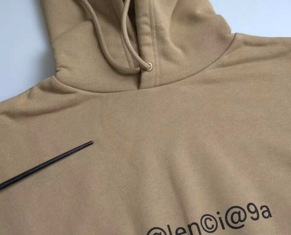 Balenciaga Brown Cotton Symbolic Molleton Bouclette Hooded Men's Sweater (Pre-Owned)