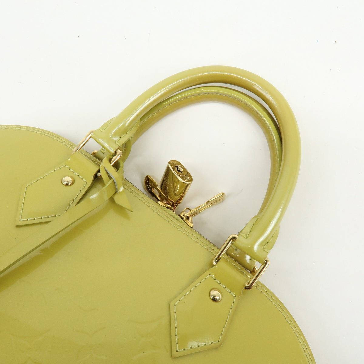 Louis Vuitton Alma Monogram Vernis Green Patent_Leather Handbag (Pre-Owned)