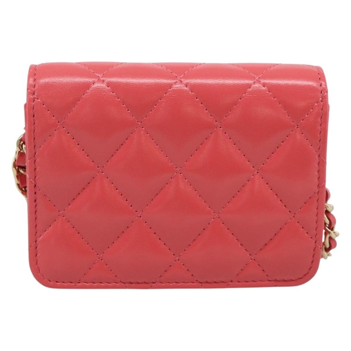 Chanel Textured Cc Wallet On Chain Quilted Lambskin Pink Leather Crossbody Bag Bag (Pre-Owned)