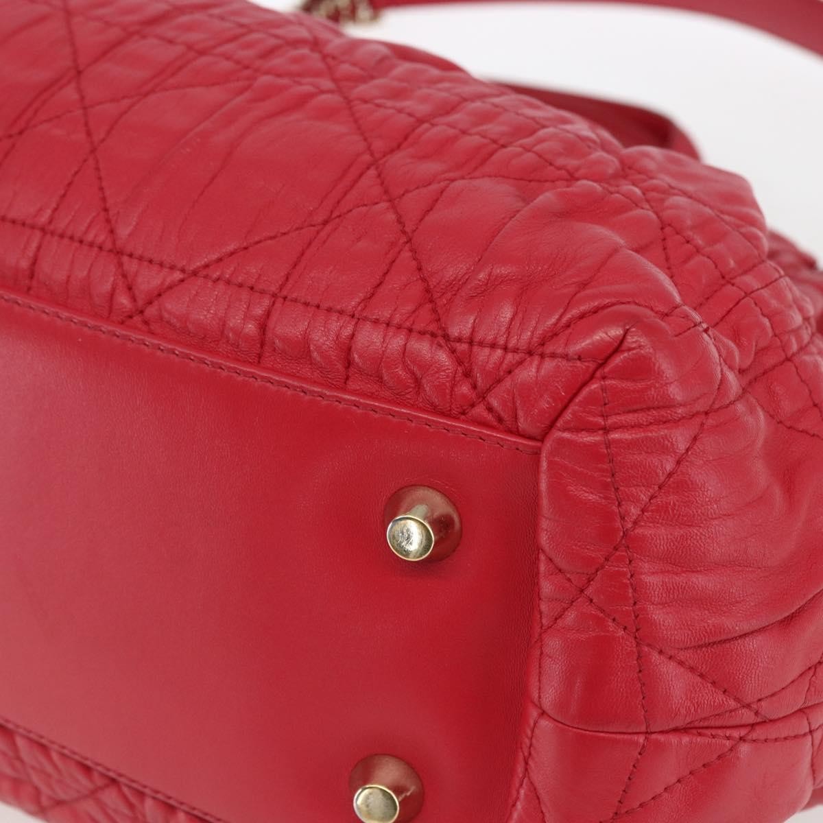 Christian Dior Delices Cannage Quilt Leather Red Leather Tote Bag Bag (Pre-Owned)