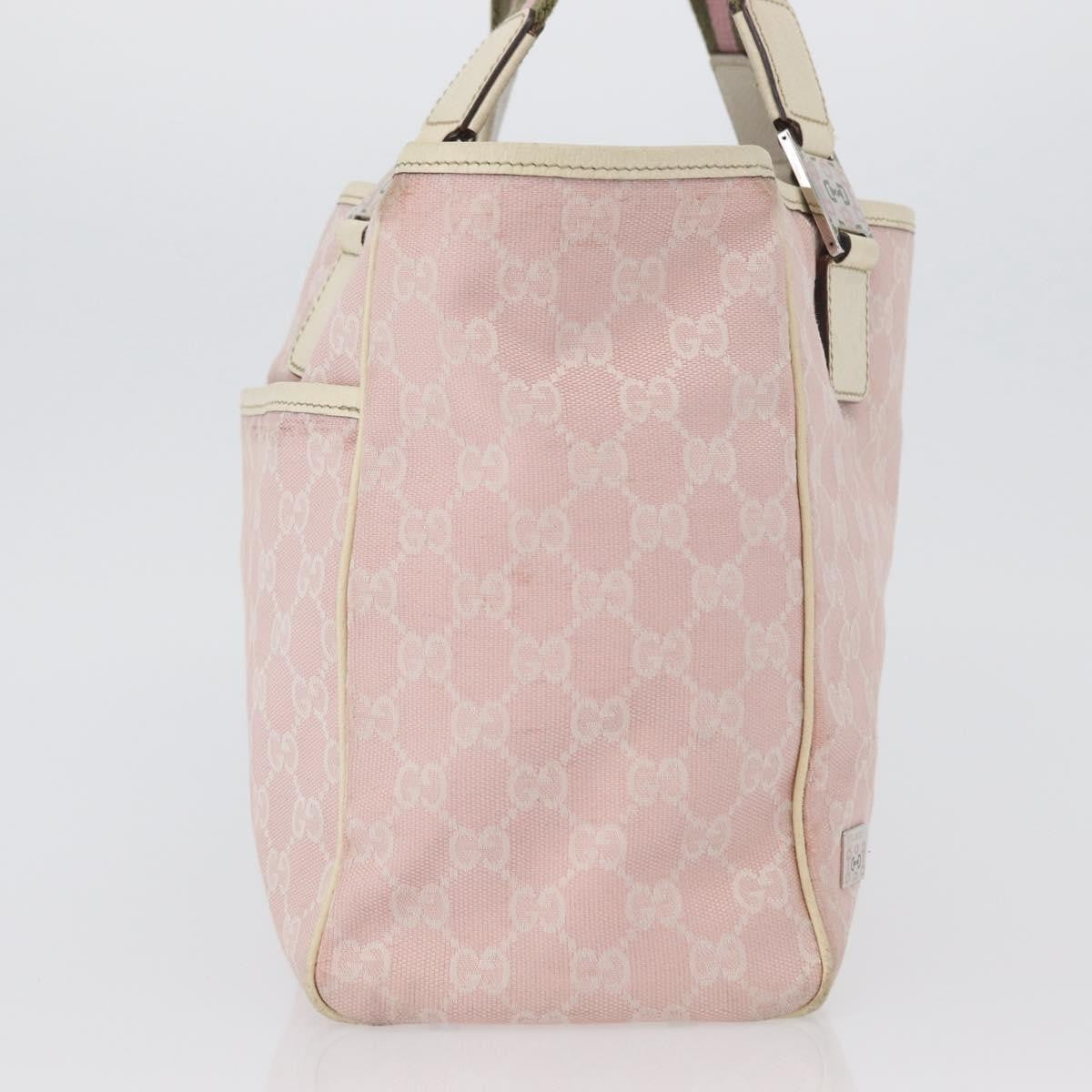 Gucci Web Handle Buckle Tote Gg Canvas And Leather Pink Canvas Tote Bag Bag (Pre-Owned)