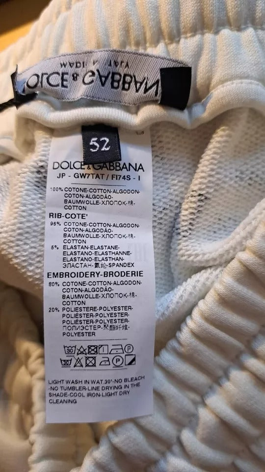 Dolce & Gabbana White Printed Cotton Jogger SweatMen's Men's Pants