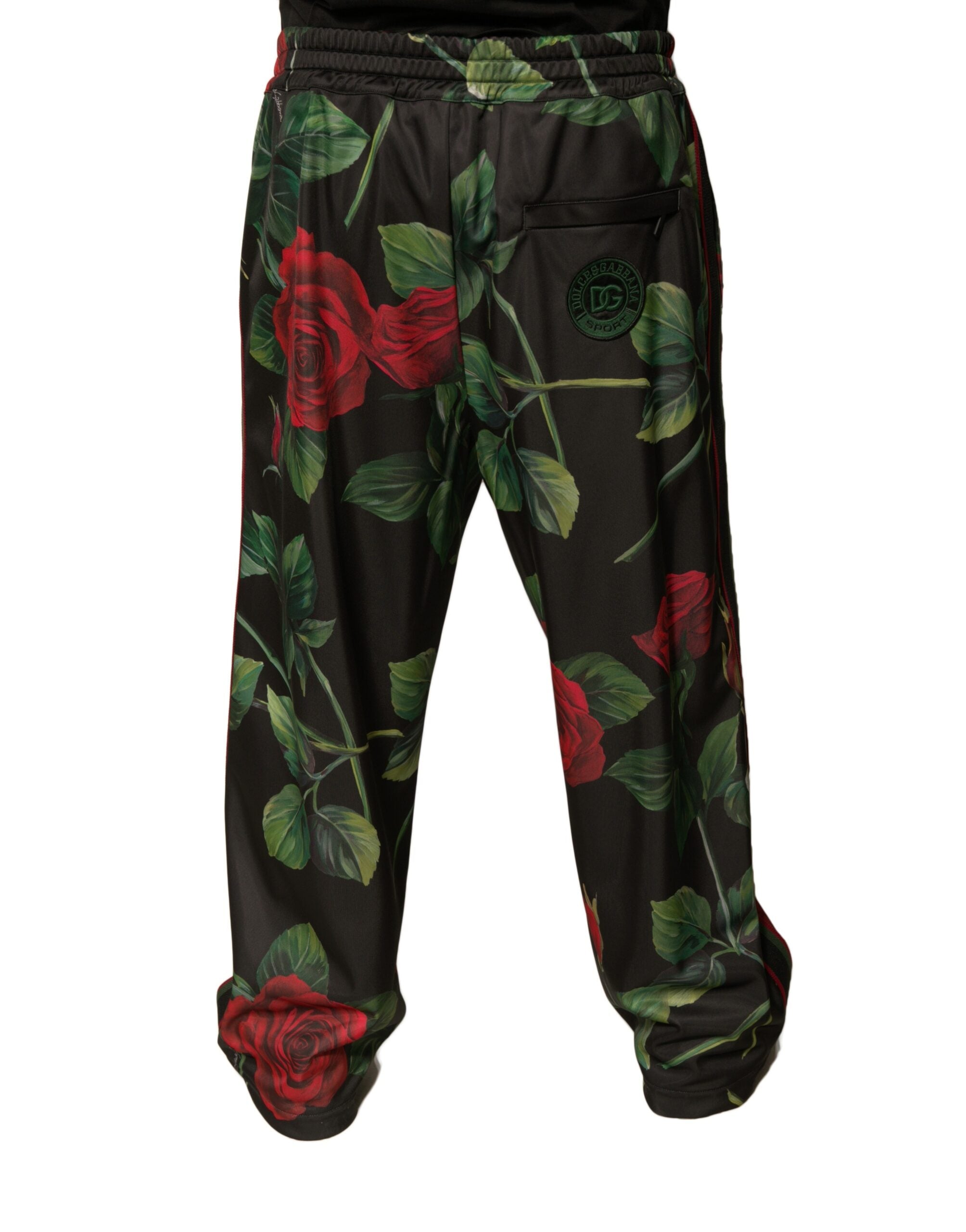 Dolce & Gabbana Black Floral Polyester Jogger SweatMen's Men's Pants