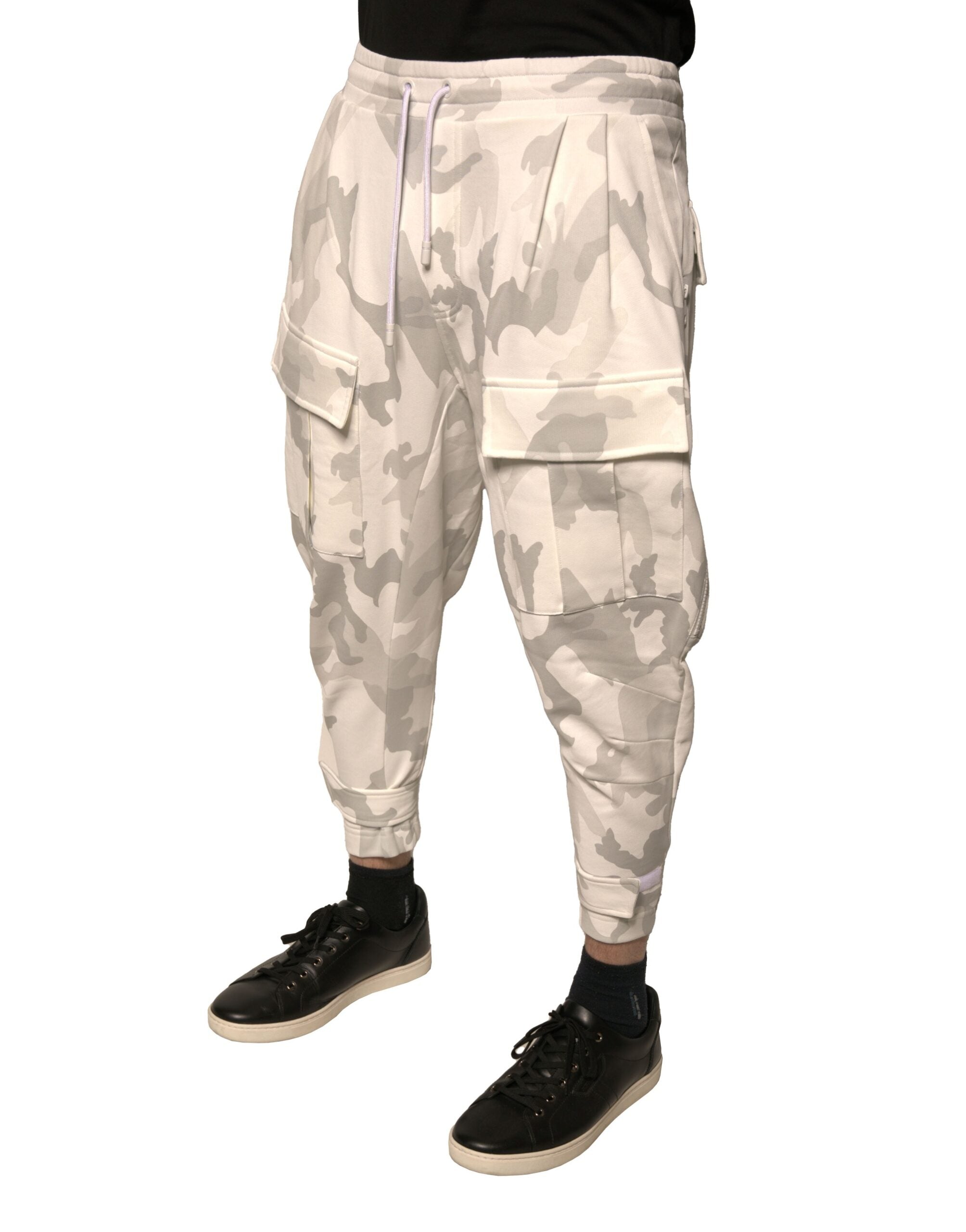 Dolce & Gabbana White Camouflage Cargo Jogger Men's Pants