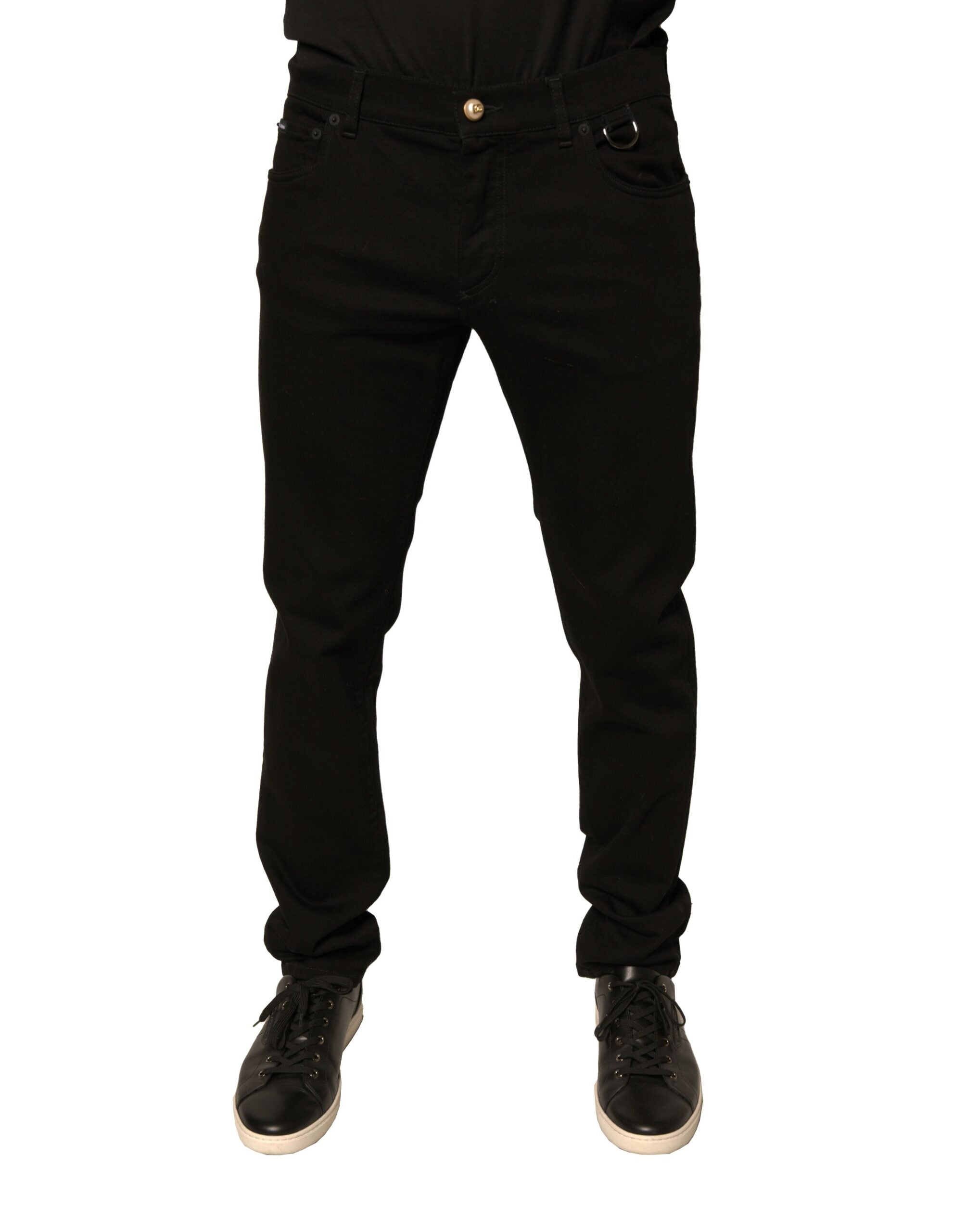 Dolce & Gabbana Black Logo Cotton Stretch Skinny Denim Men's Jeans (Pre-Owned)