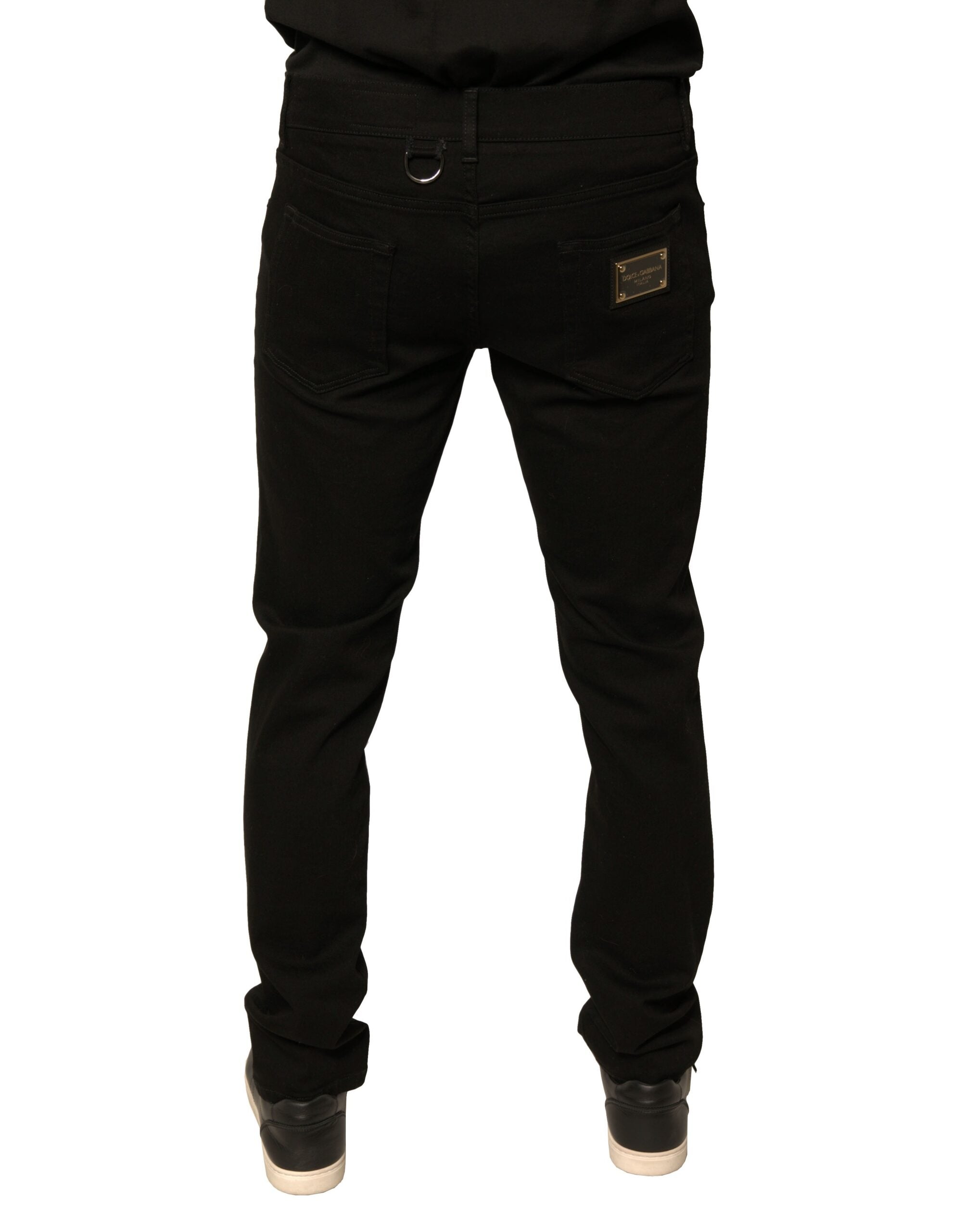 Dolce & Gabbana Black Logo Cotton Stretch Skinny Denim Men's Jeans (Pre-Owned)