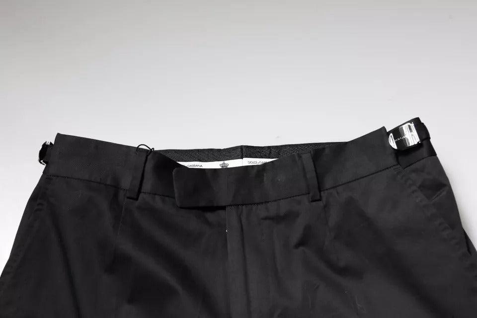 Dolce & Gabbana Black Cotton Tapered Formal Dress Men's Pants (Pre-Owned)