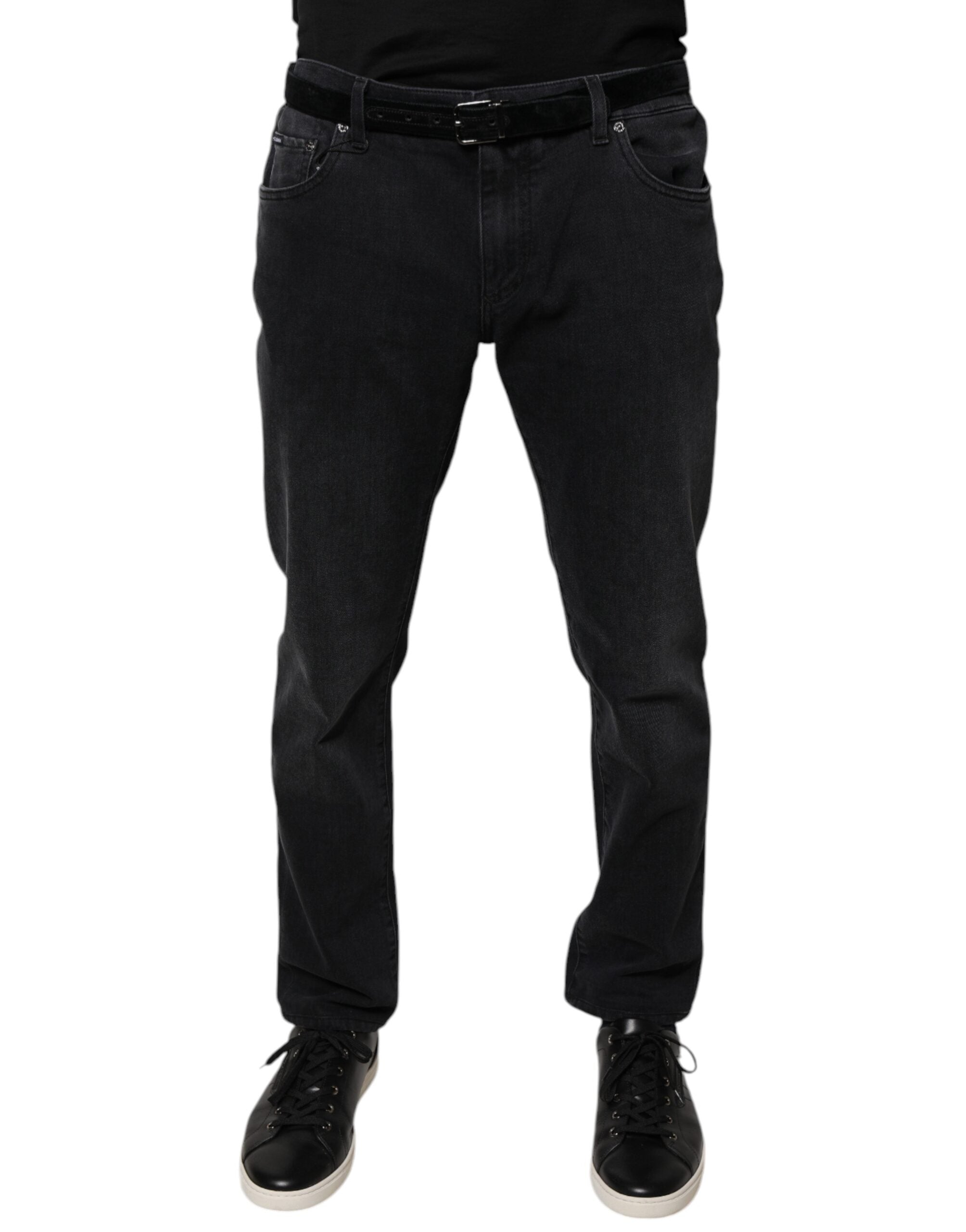 Dolce & Gabbana Black Logo Cotton Stretch Skinny Denim Men's Jeans (Pre-Owned)