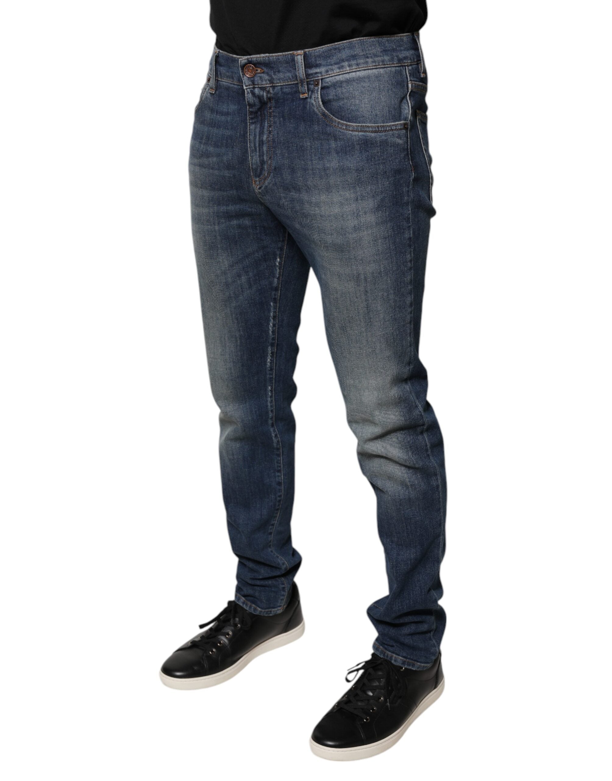 Dolce & Gabbana Blue DG Crown Logo Cotton Skinny Denim Men's Jeans (Pre-Owned)