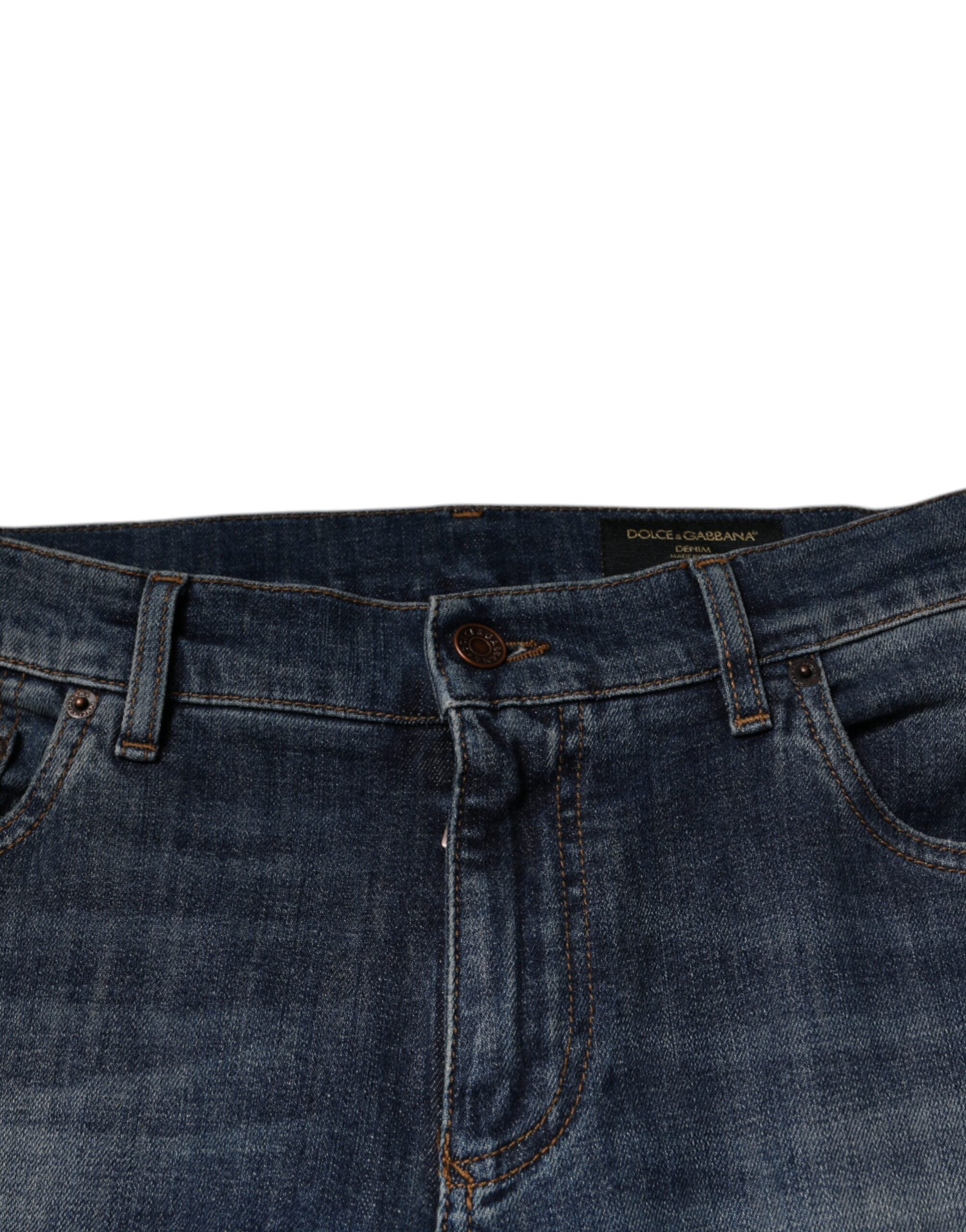 Dolce & Gabbana Blue DG Crown Logo Cotton Skinny Denim Men's Jeans (Pre-Owned)