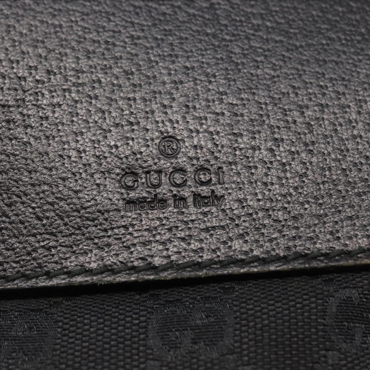 Gucci Vintage Double Belt Gg Canvas With Leather Black Canvas Handbag (Pre-Owned)