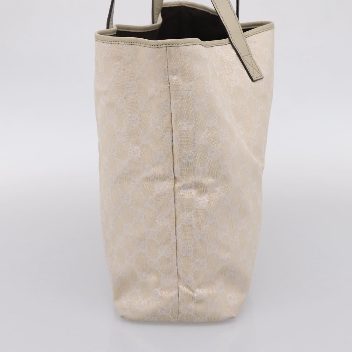 Gucci Open Tote Gg Canvas And Leather Beige Canvas Handbag (Pre-Owned)