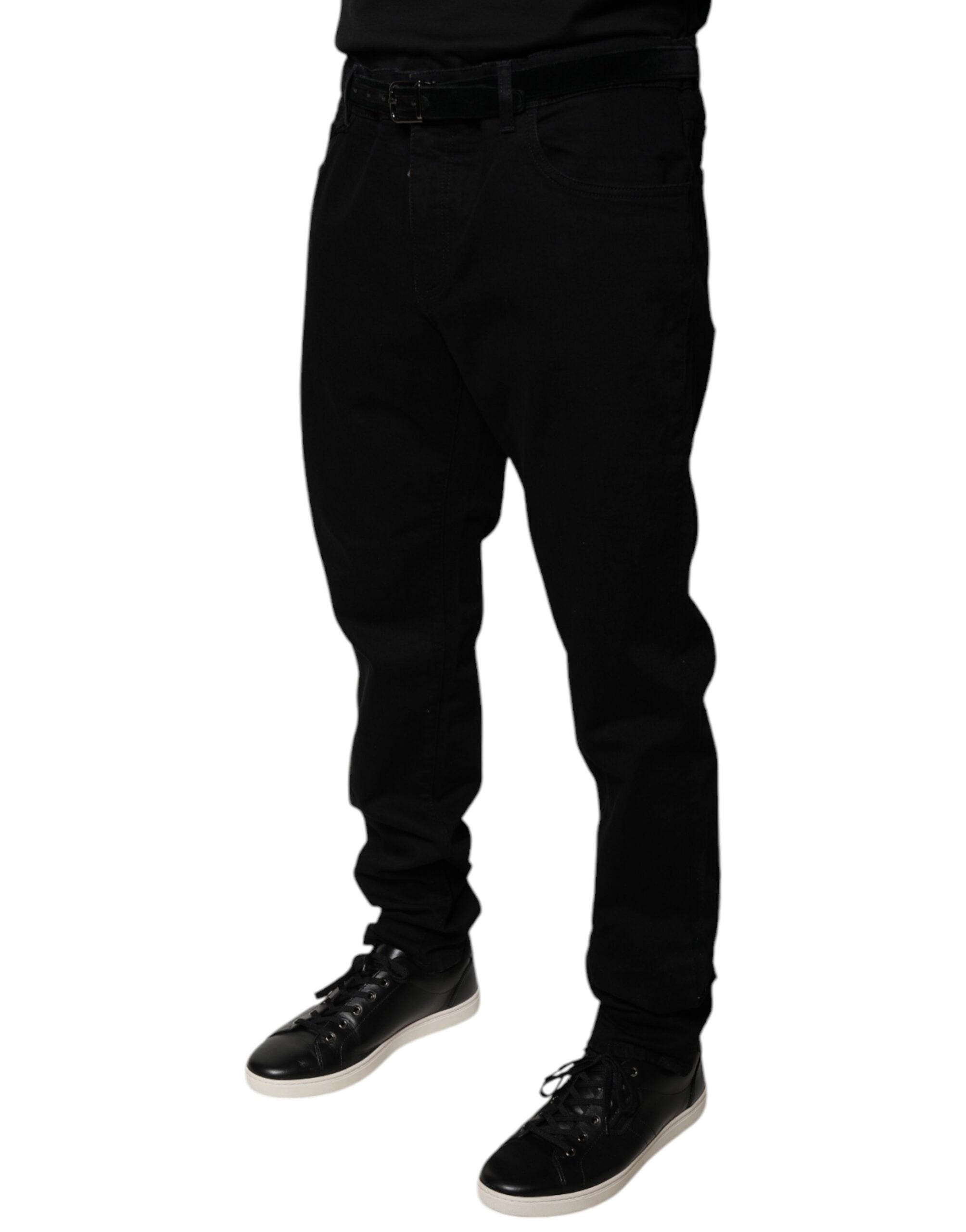 Dolce & Gabbana Black Logo Cotton Stretch Skinny Denim Men's Jeans