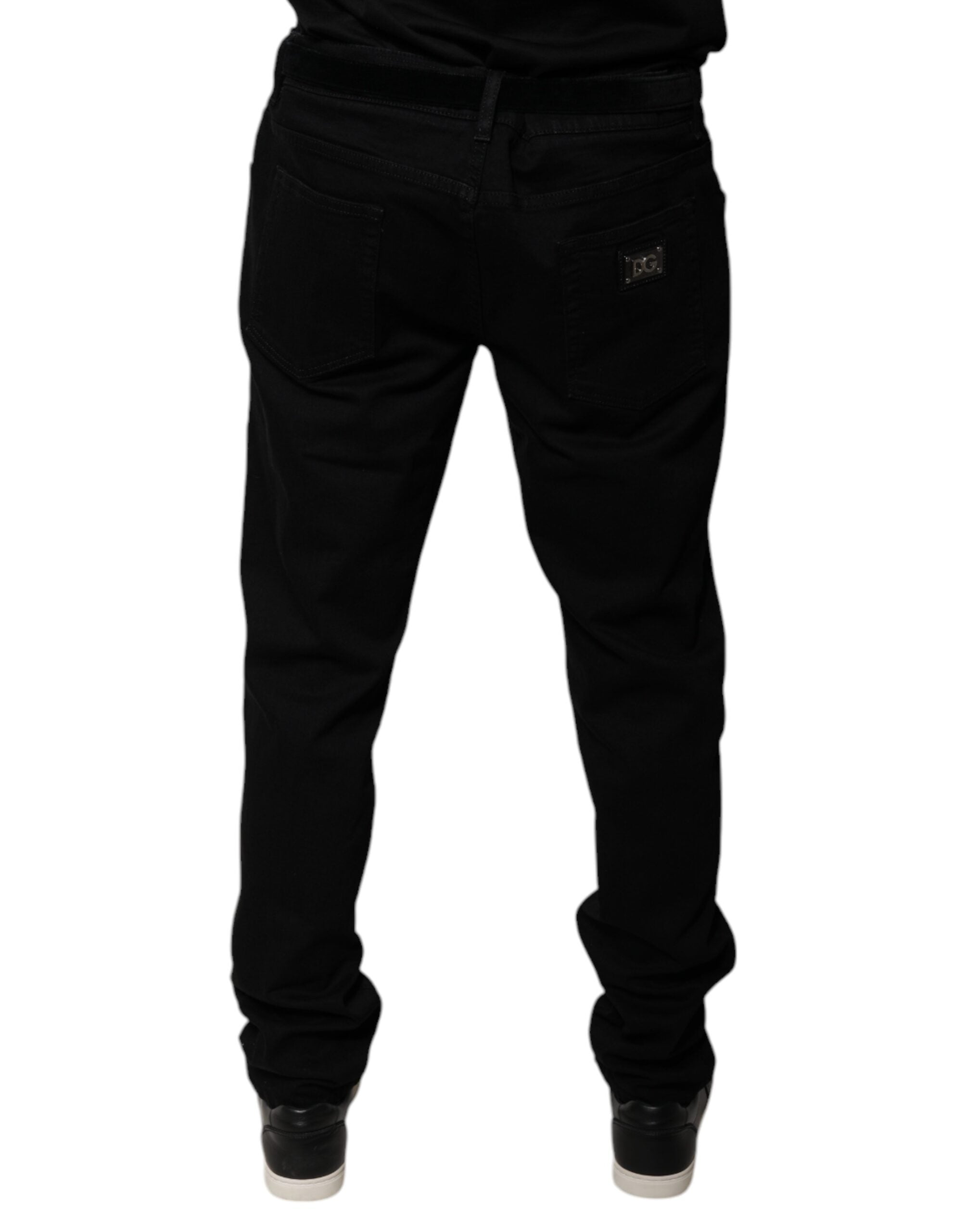 Dolce & Gabbana Black Logo Cotton Stretch Skinny Denim Men's Jeans