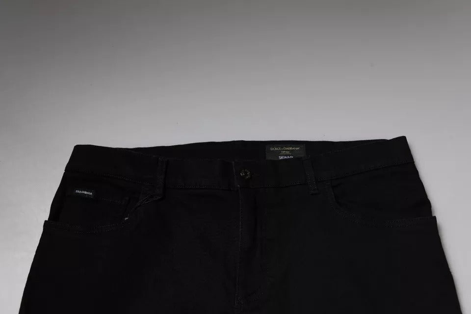 Dolce & Gabbana Black Logo Cotton Stretch Skinny Denim Men's Jeans