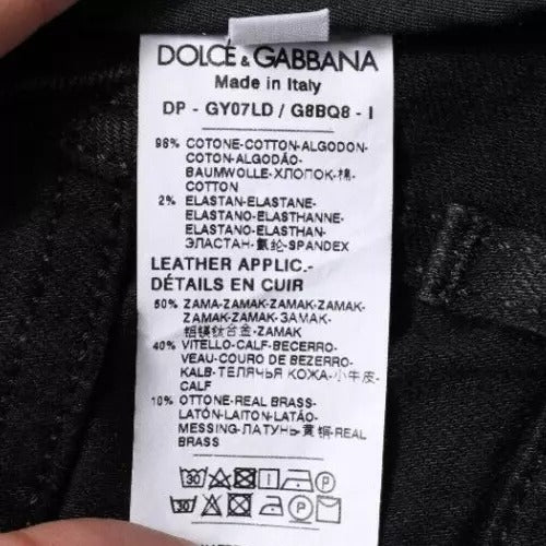 Dolce & Gabbana Black Logo Cotton Stretch Skinny Denim Men's Jeans