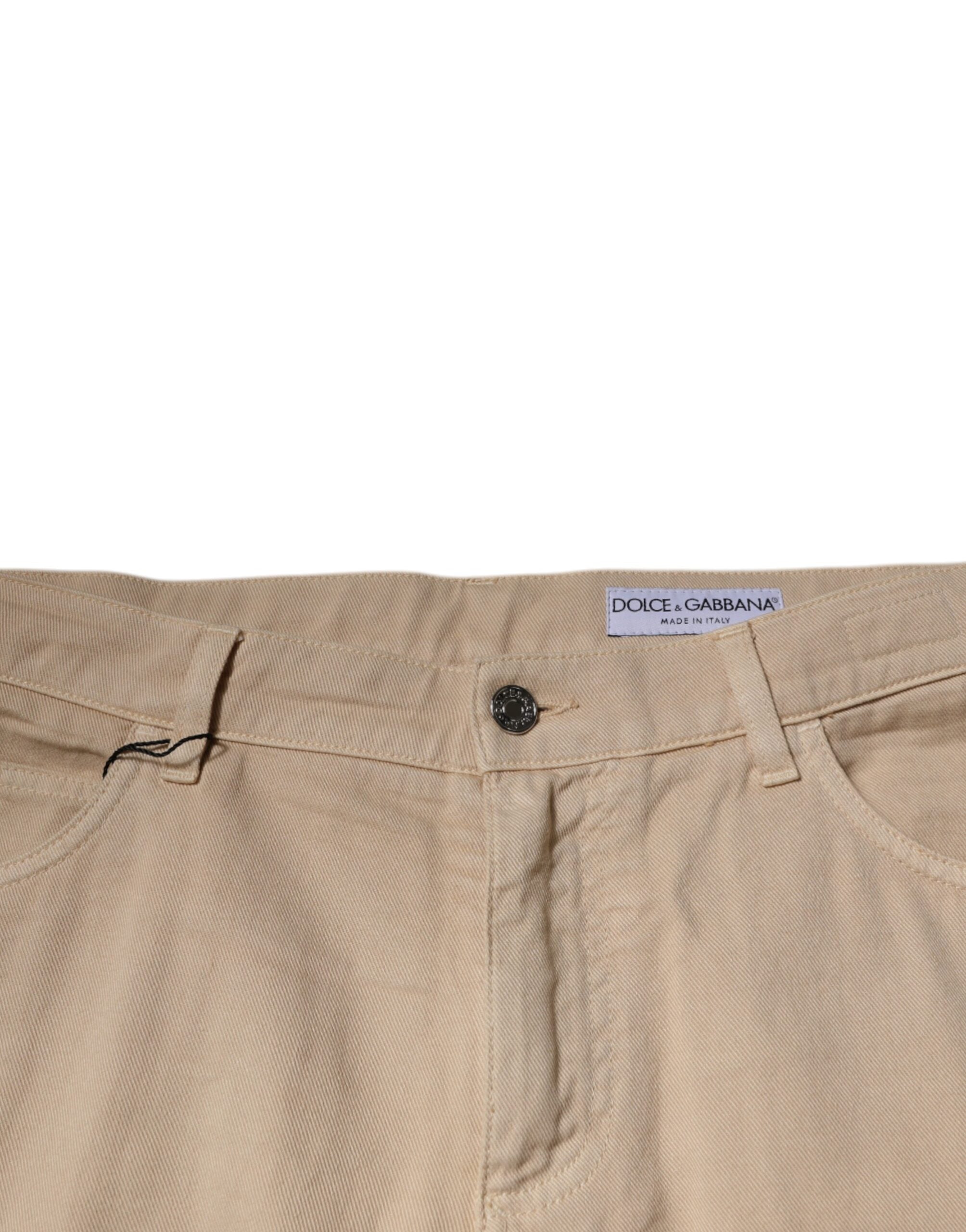 Dolce & Gabbana Beige Cotton Mid Waist Skinny Denim Men's Jeans