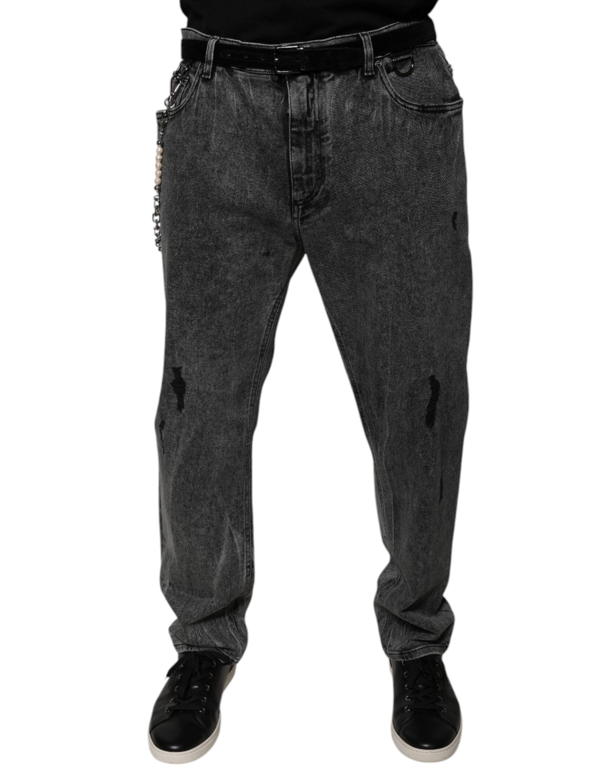 Dolce & Gabbana Dark Gray Cotton Skinny Denim Men's Jeans