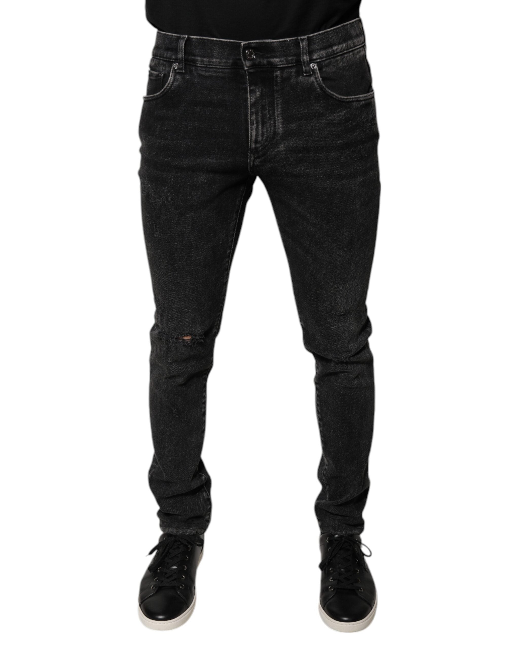 Dolce & Gabbana Black Cotton Stretch Skinny Men Denim Men's Jeans (Pre-Owned)