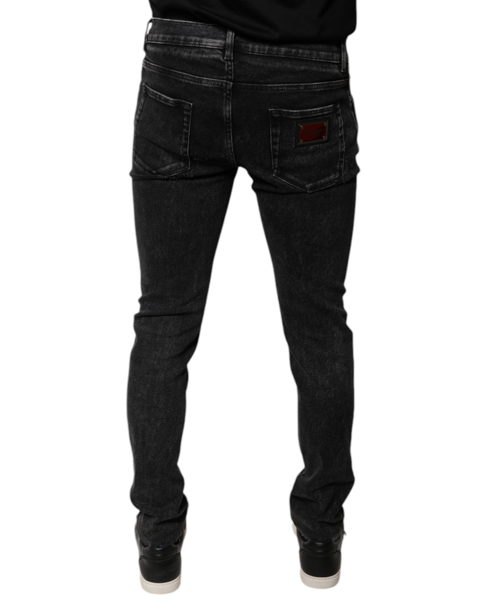 Dolce & Gabbana Black Cotton Stretch Skinny Men Denim Men's Jeans (Pre-Owned)