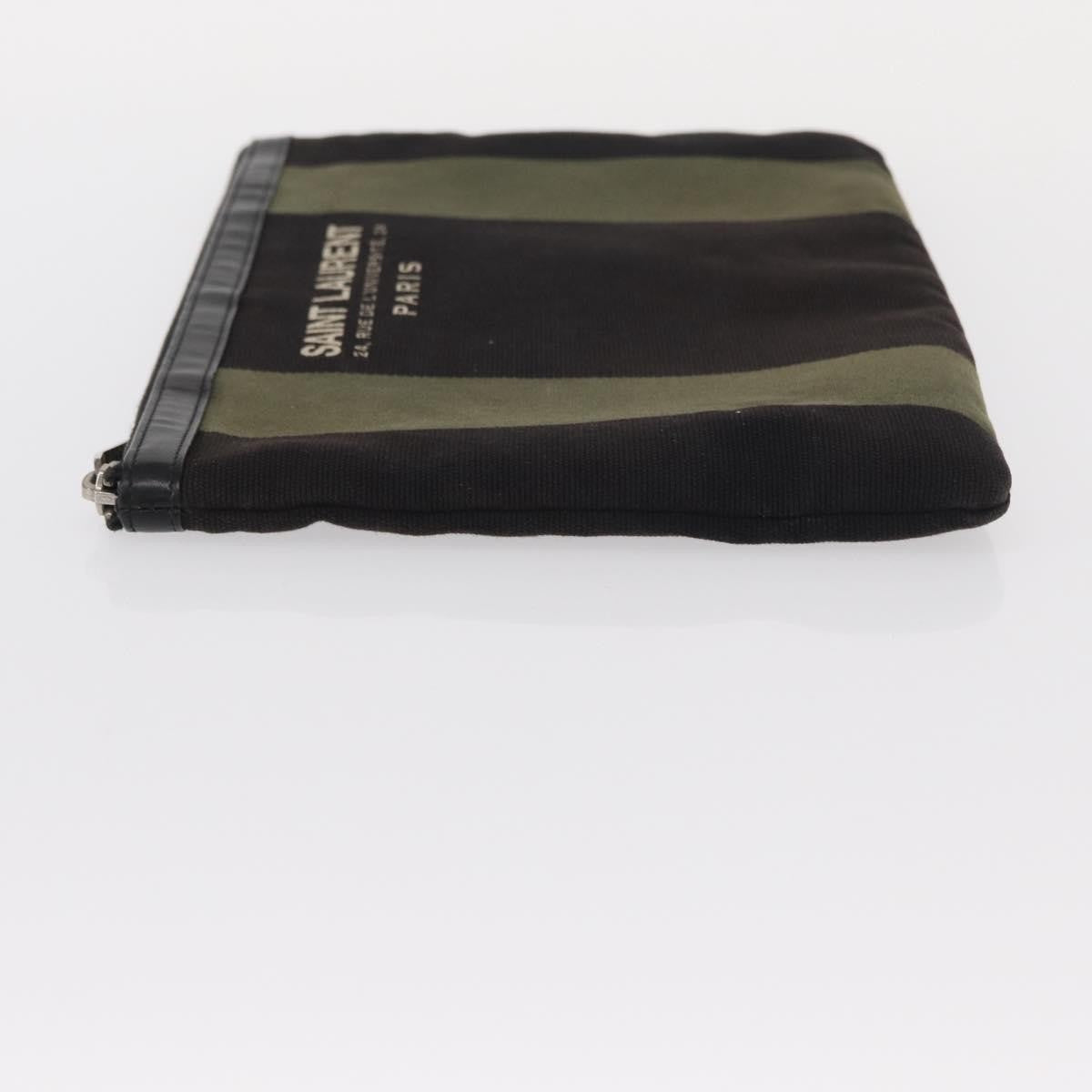 Saint Laurent Beach Zip Canvas Khaki Canvas Clutche & Pouche Bag (Pre-Owned)