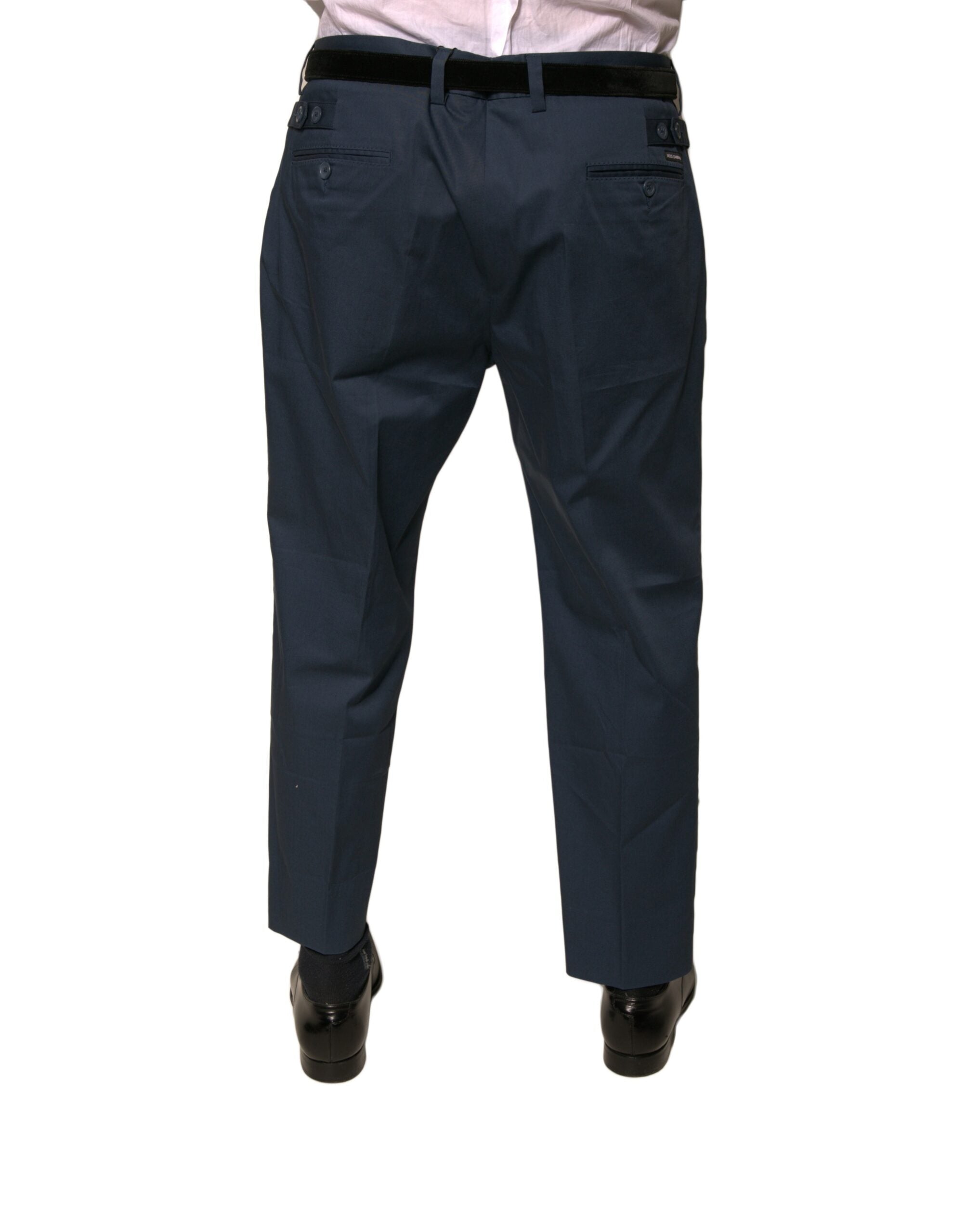 Dolce & Gabbana Blue Cotton Men Skinny Dress Men's Pants