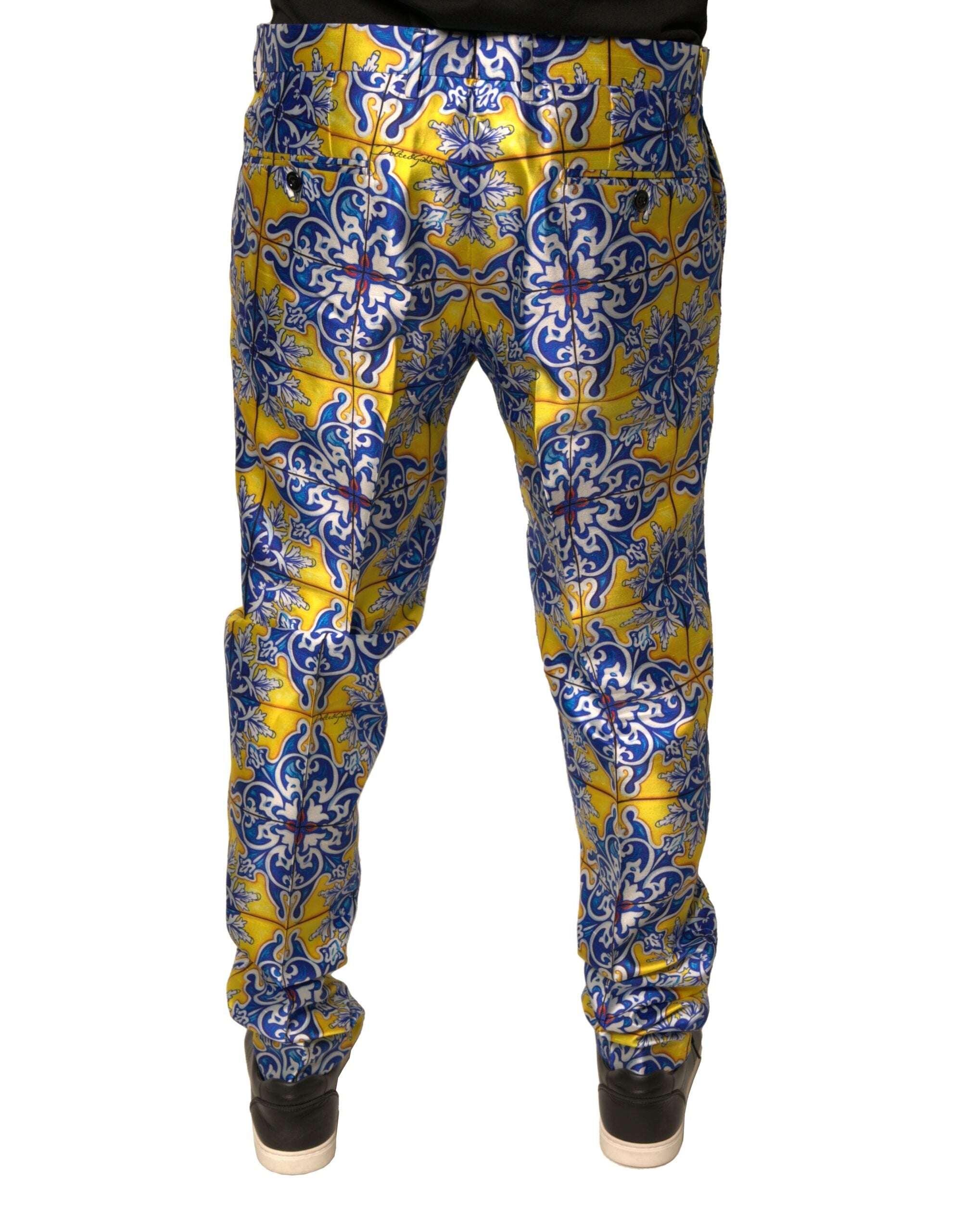 Dolce & Gabbana Multicolor MajolicaSilk Skinny Men's Pants (Pre-Owned)