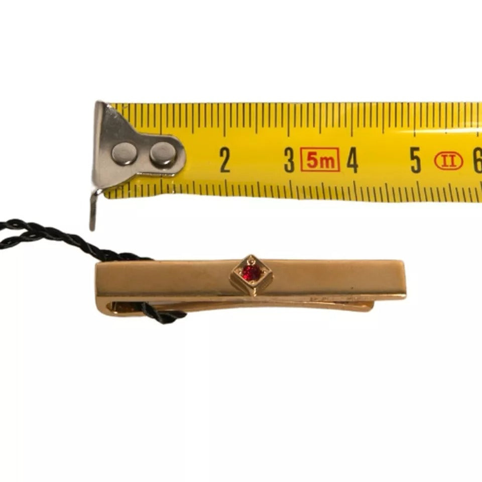 Dolce & Gabbana Gold Tone Brass Crystal Branded Tie Clip Men's Bar