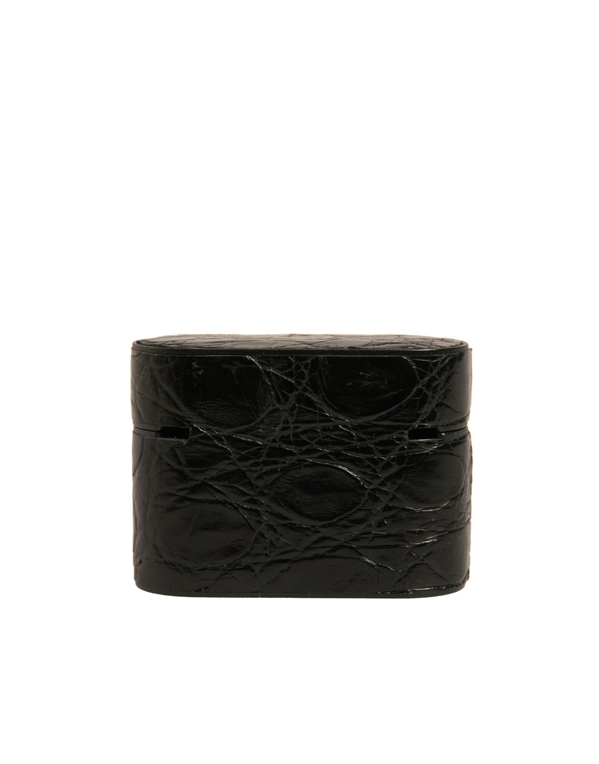 Dolce & Gabbana Black Leather Metal Logo Plaque Holder Airpods  Case