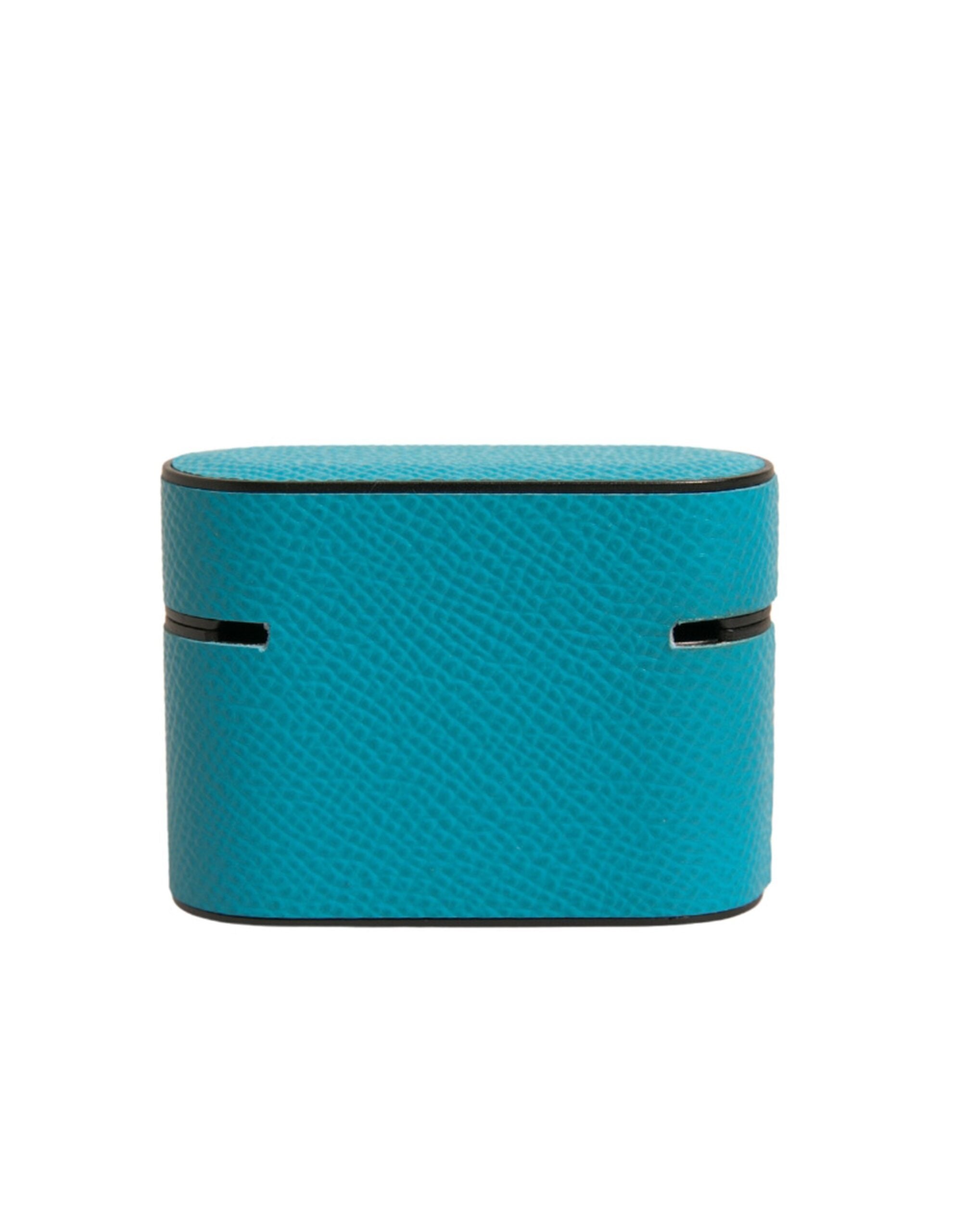 Dolce & Gabbana Green Leather Metal Logo Plaque Holder Airpods  Case