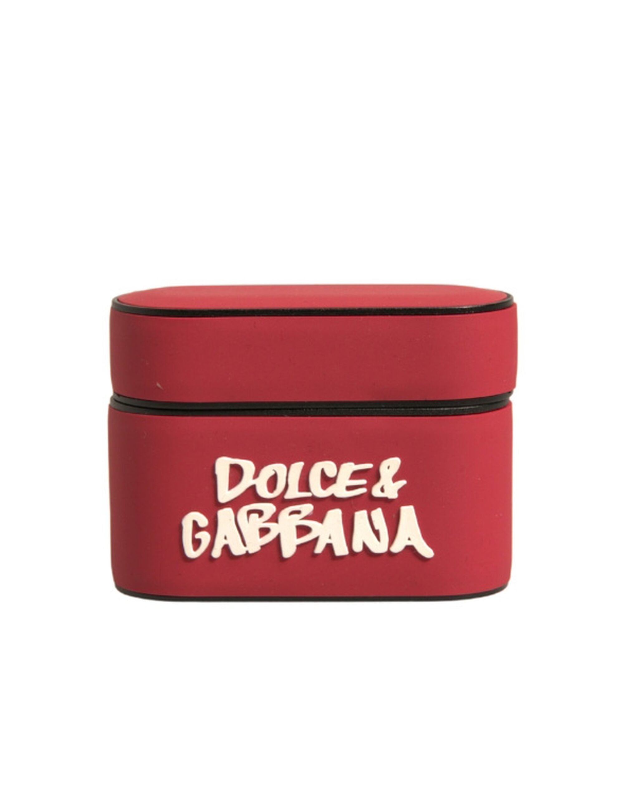 Dolce & Gabbana Red PVC Embossed Logo Plaque Holder Airpods  Case