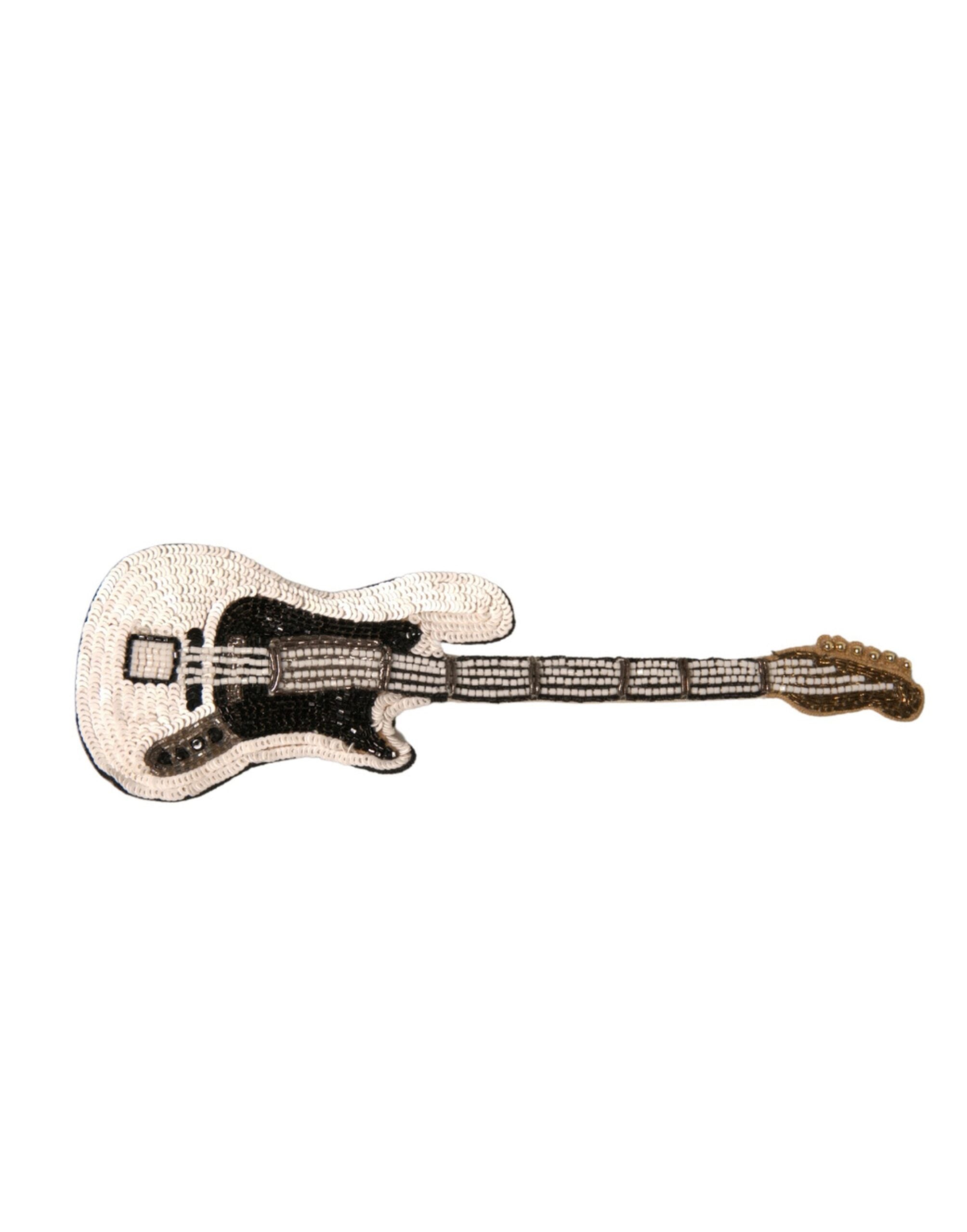 Dolce & Gabbana Gold Brass Beaded Guitar Pin Women's Brooch (Pre-Owned)
