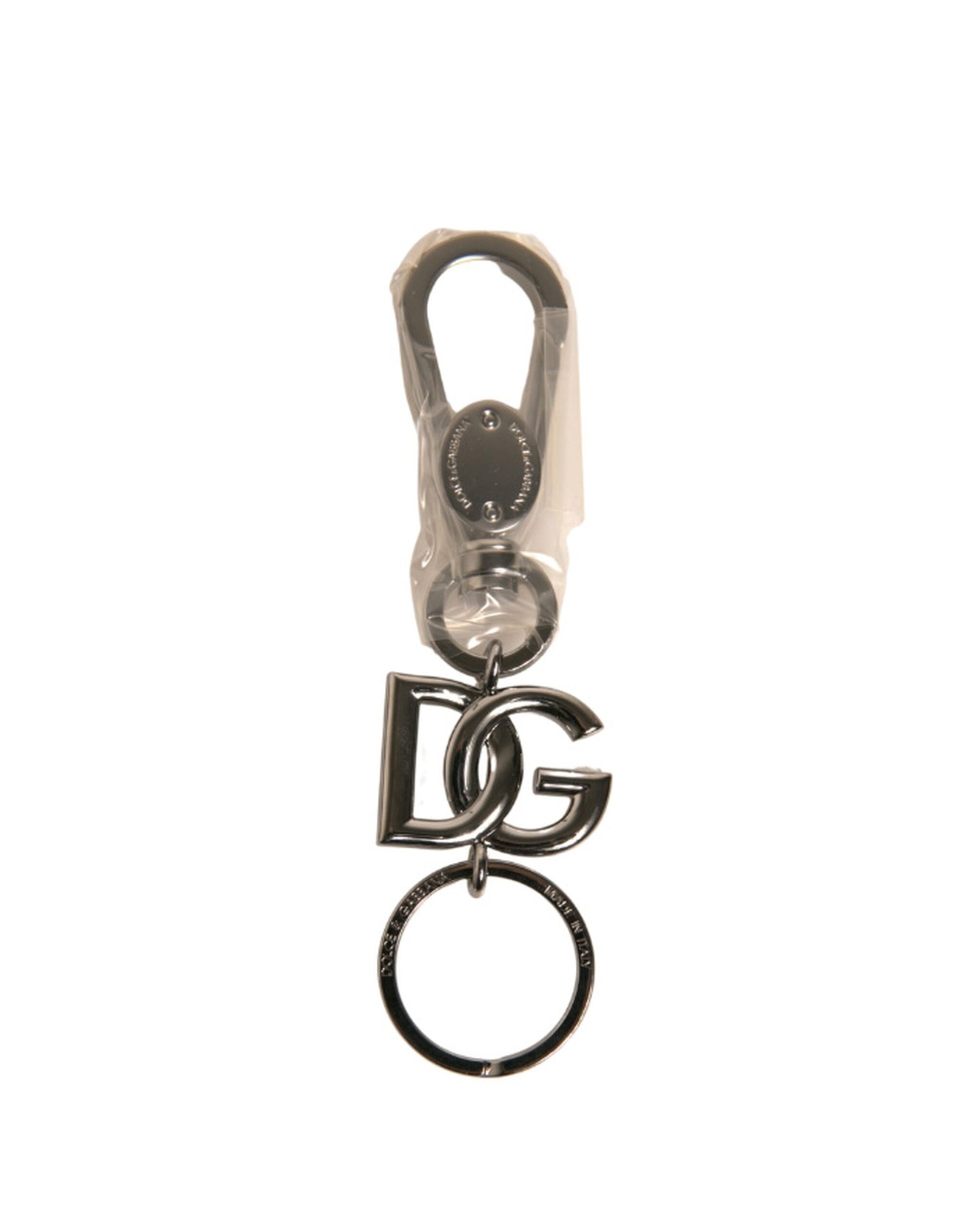 Dolce & Gabbana Silver Brass DG Logo Keychain Metal Ring Women's Keyring