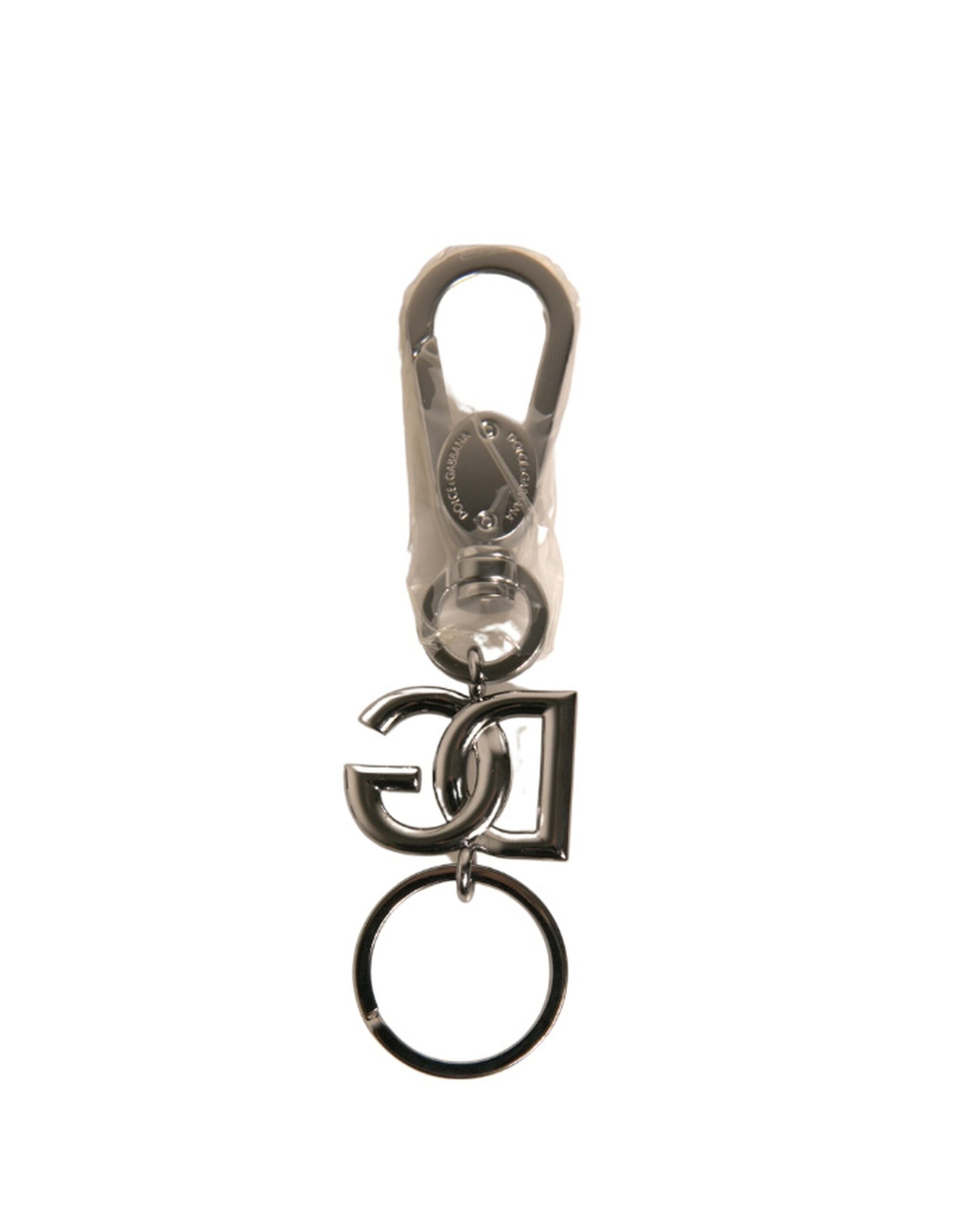 Dolce & Gabbana Silver Brass DG Logo Keychain Metal Ring Women's Keyring