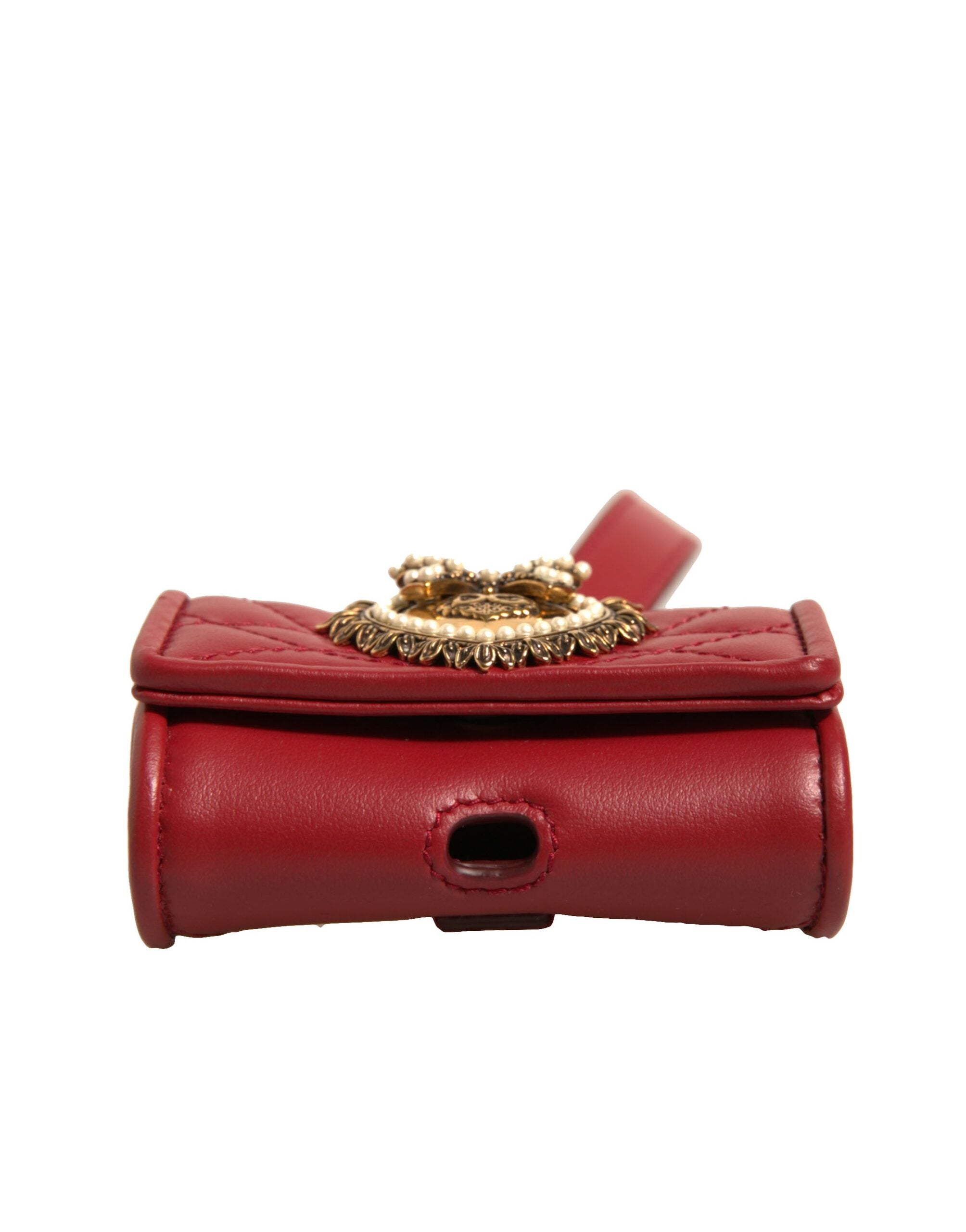 Dolce & Gabbana Black Leather Devotion Heart Strap Airpod Women's Case