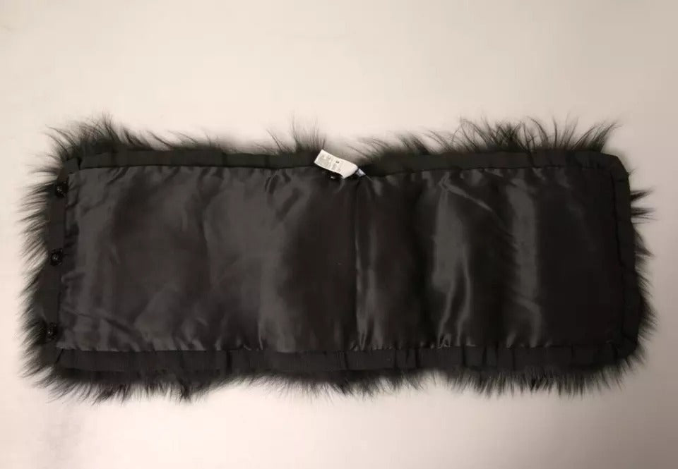 Dolce & Gabbana Black Fur Shoulder Collar Wrap Shawl Women's Scarf