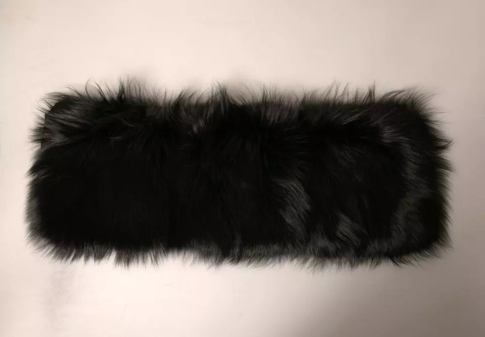 Dolce & Gabbana Black Fur Shoulder Collar Wrap Shawl Women's Scarf