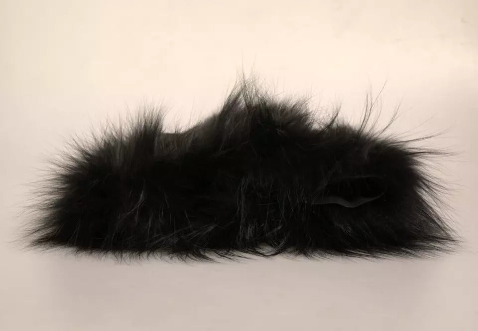 Dolce & Gabbana Black Fur Shoulder Collar Wrap Shawl Women's Scarf