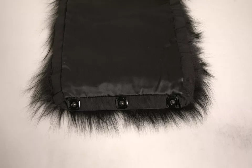 Dolce & Gabbana Black Fur Shoulder Collar Wrap Shawl Women's Scarf