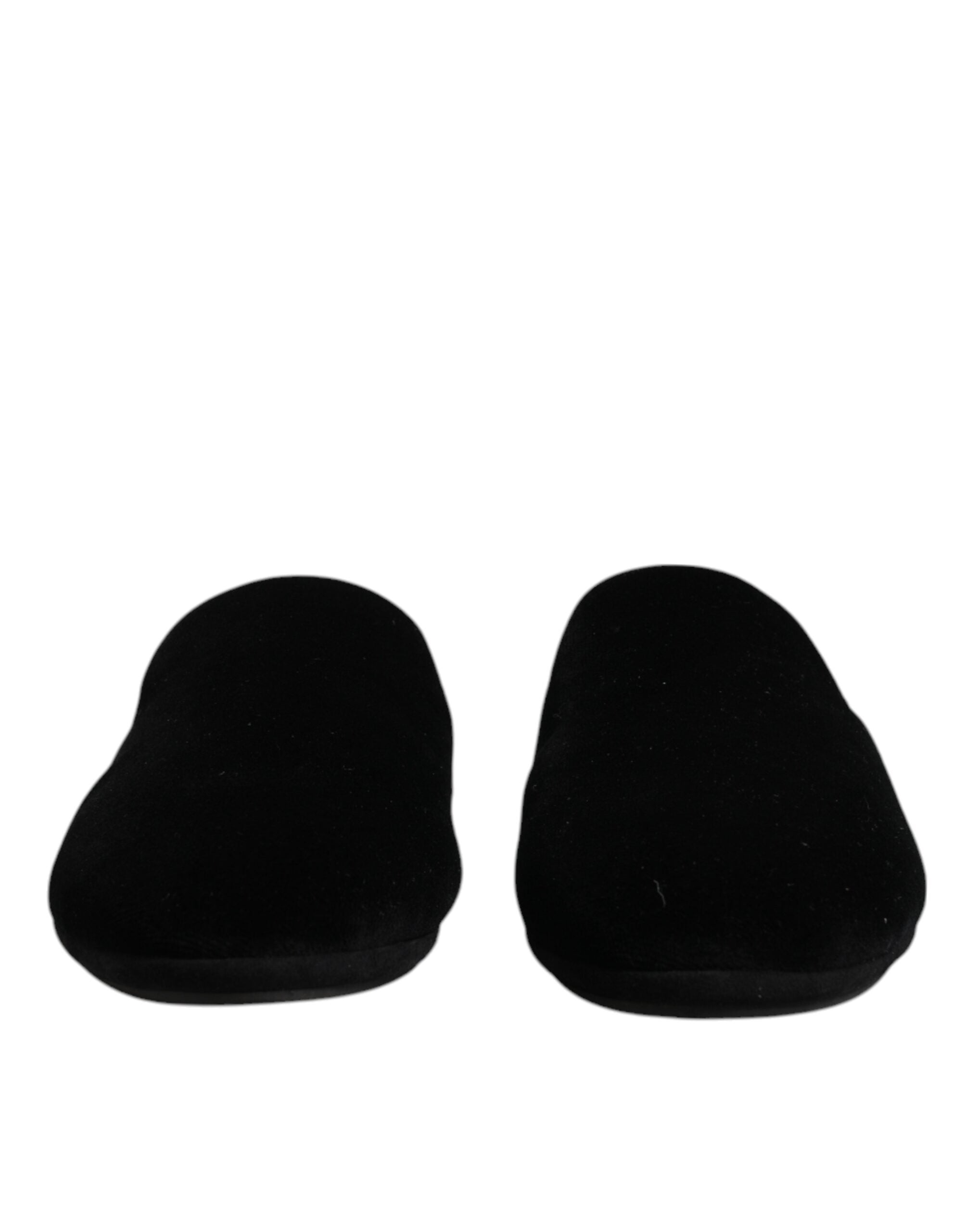 Dolce & Gabbana Black Viscose Velvet Slides Flat Slipper Men's Shoes (Pre-Owned)