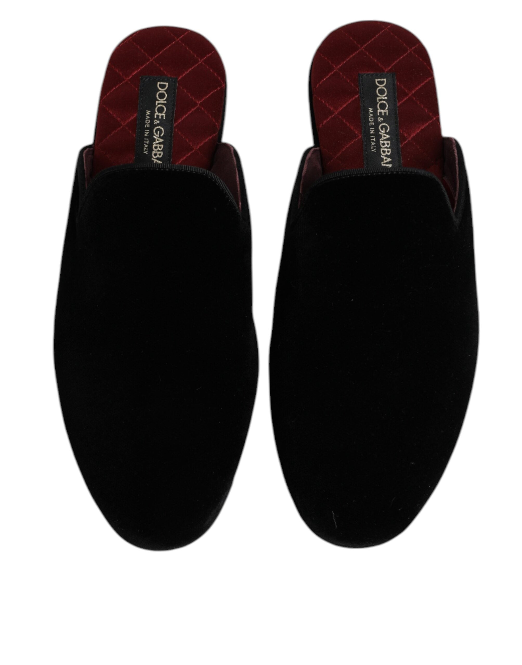 Dolce & Gabbana Black Viscose Velvet Slides Flat Slipper Men's Shoes (Pre-Owned)