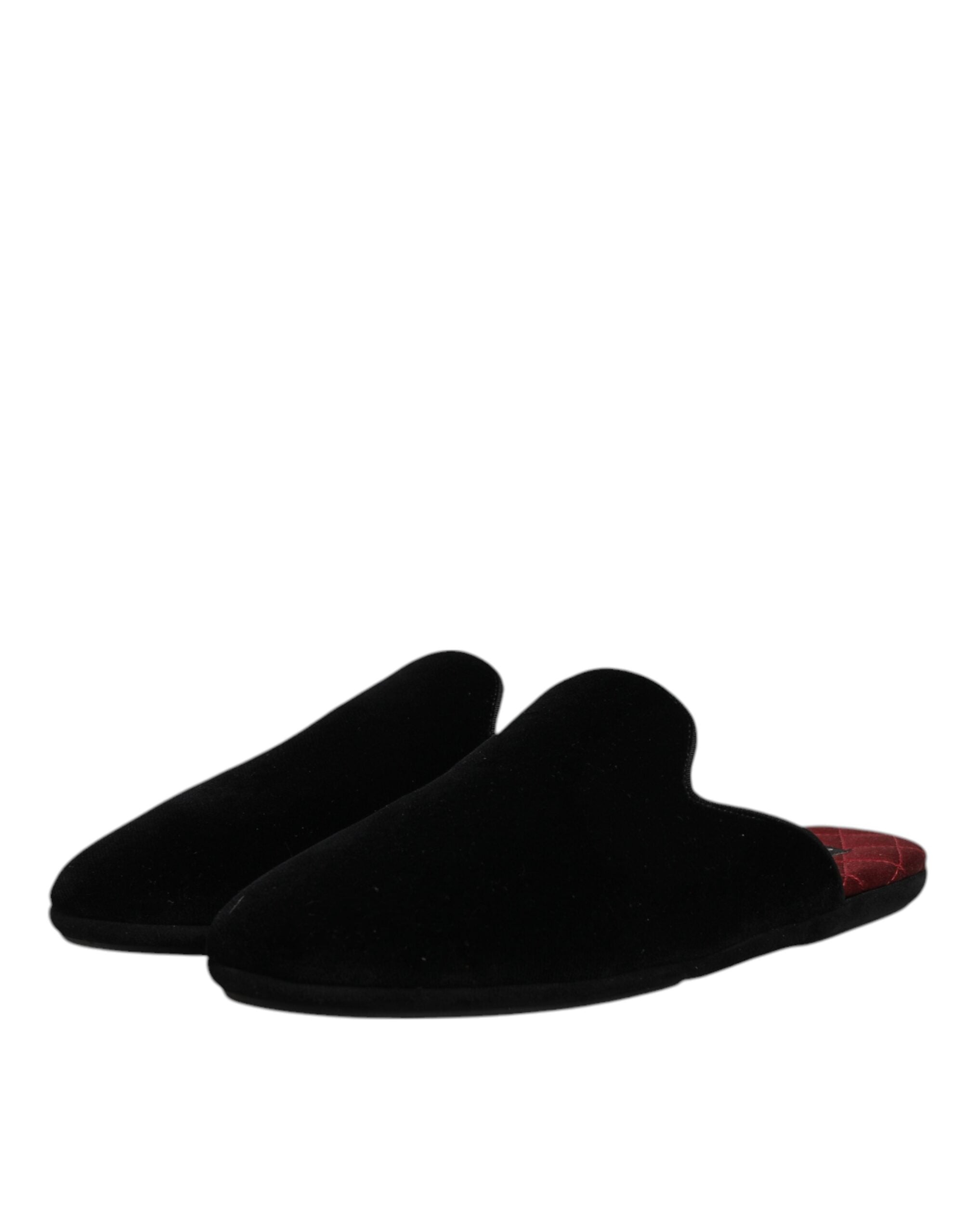 Dolce & Gabbana Black Viscose Velvet Slides Flat Slipper Men's Shoes (Pre-Owned)