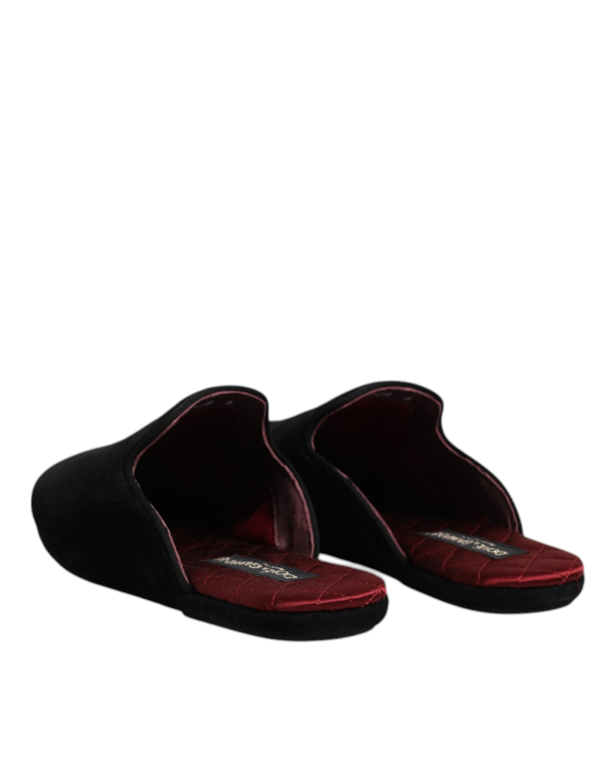 Dolce & Gabbana Black Viscose Velvet Slides Flat Slipper Men's Shoes (Pre-Owned)