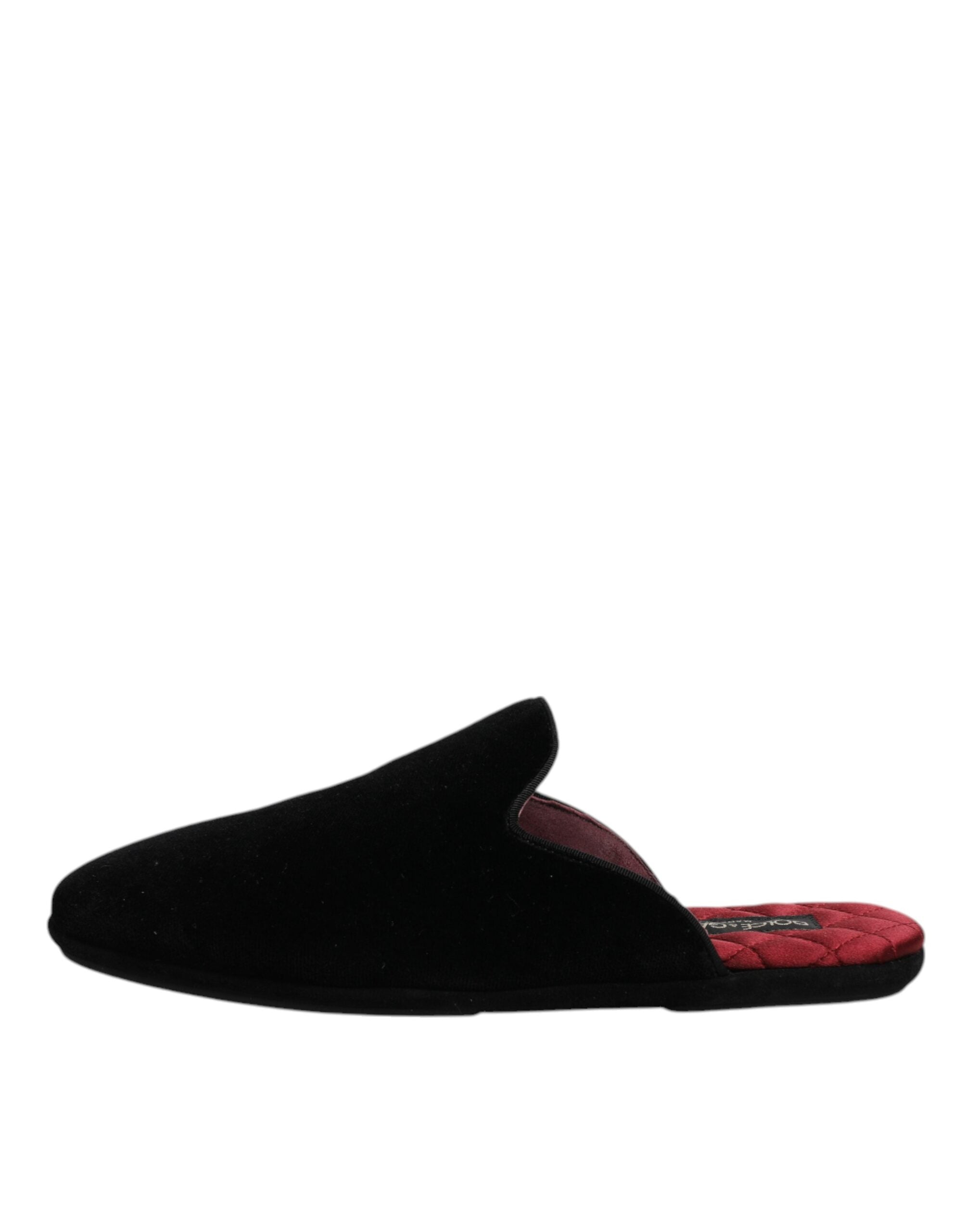 Dolce & Gabbana Black Viscose Velvet Slides Flat Slipper Men's Shoes (Pre-Owned)