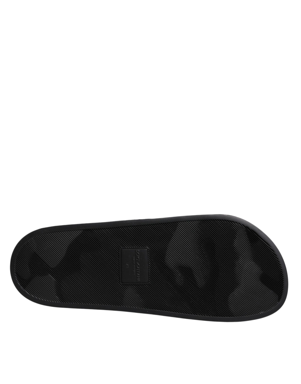 Dolce & Gabbana Black Divers Leather Flats Slides Sandals Beachwear Men's Shoes