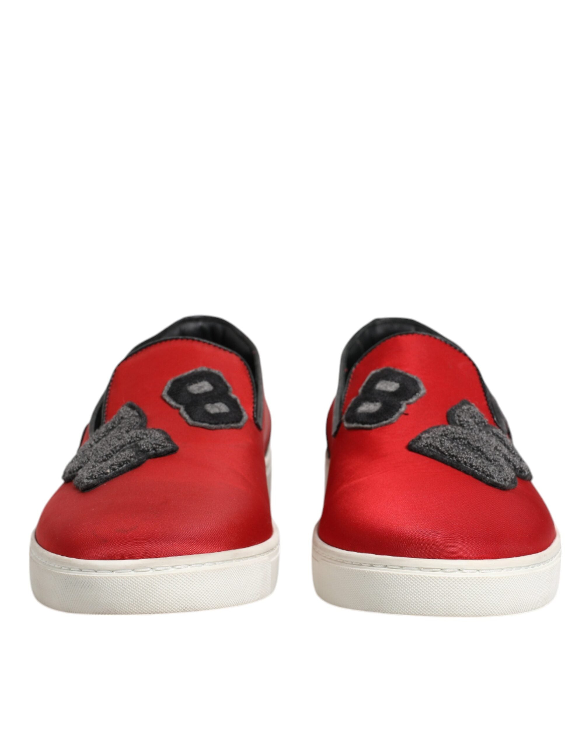Dolce & Gabbana Red Leather Nylon Low Top Men Sneakers Men's Shoes (Pre-Owned)