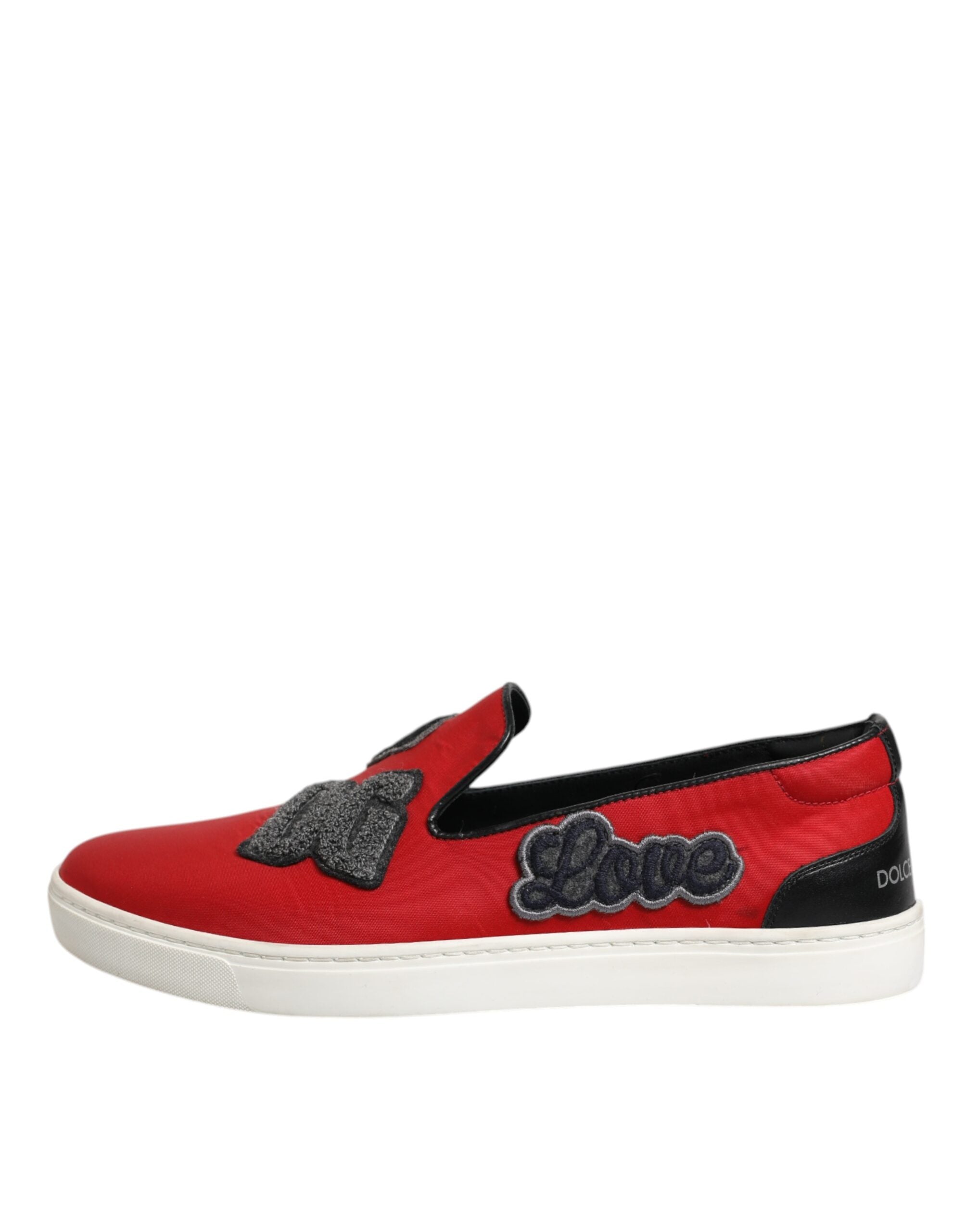 Dolce & Gabbana Red Leather Nylon Low Top Men Sneakers Men's Shoes (Pre-Owned)