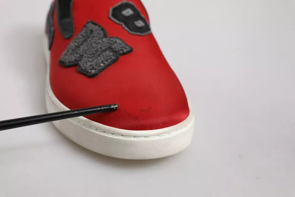Dolce & Gabbana Red Leather Nylon Low Top Men Sneakers Men's Shoes (Pre-Owned)